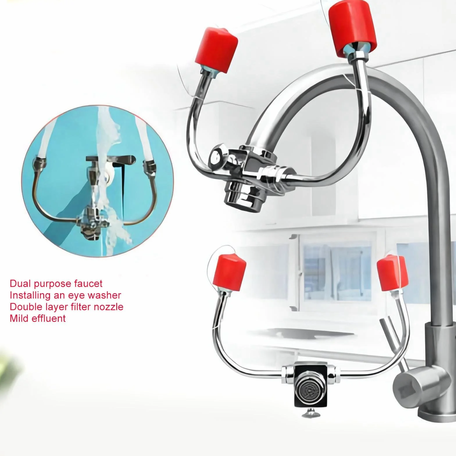 Kit Lavaggio Oculare Emergenza Doppio Uso G1/2 per Industria Laboratorio