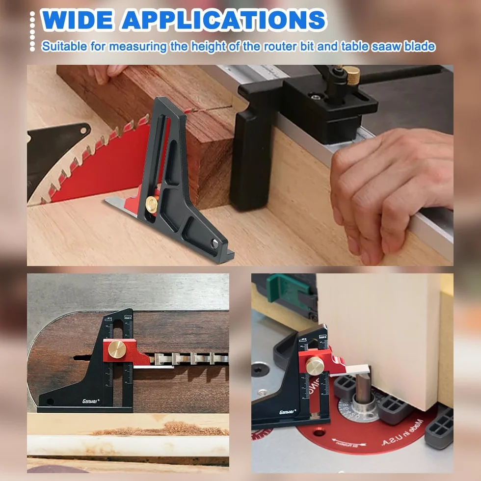 Misuratore di Altezza in Lega di Alluminio 0-50 mm Righello per Misurazione Profondità Lavorazione Legno Mitra