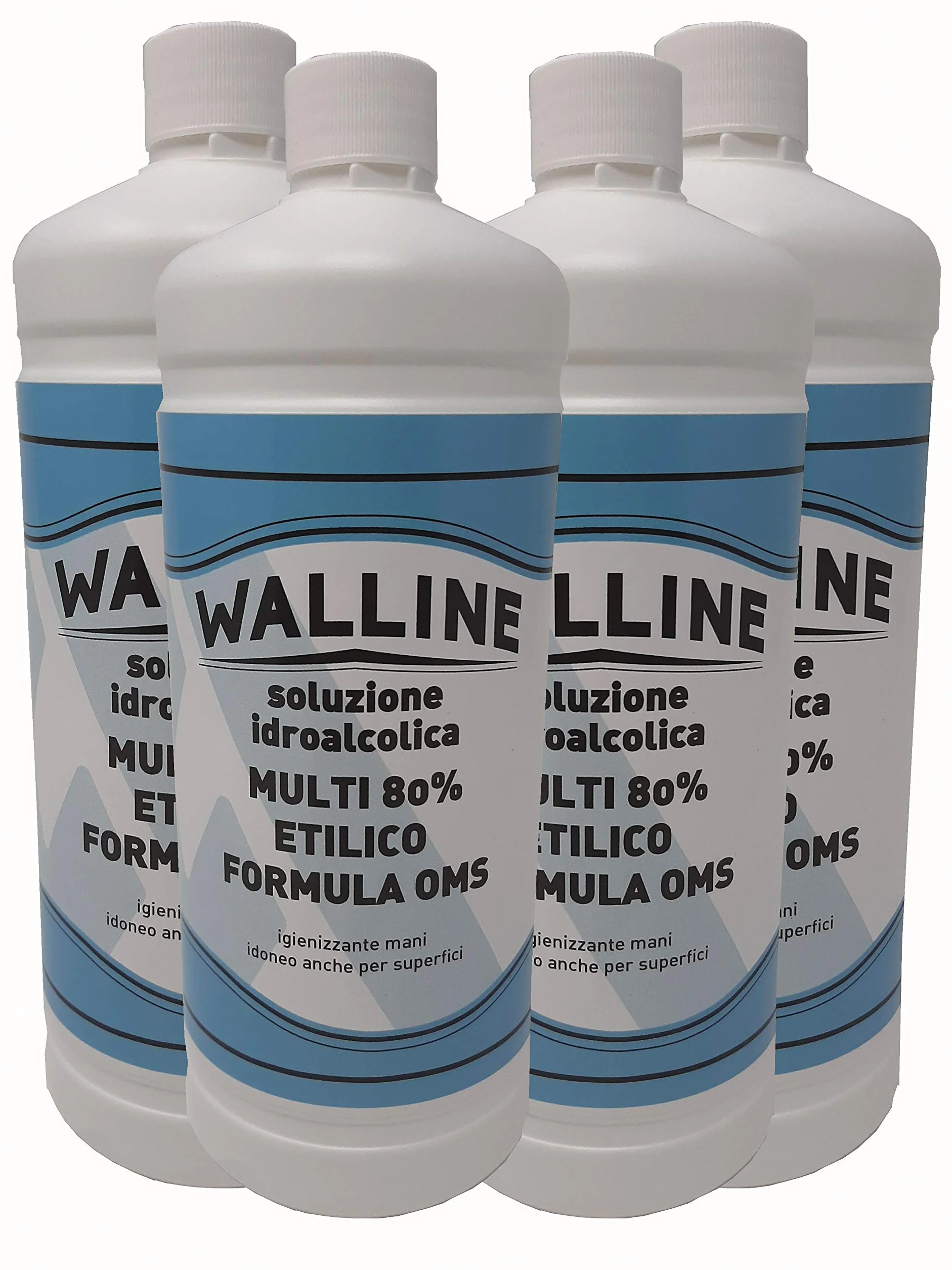 Soluzione Idroalcolica MULTI 80% ETILICO FORMULA OMS - Kit Walline MULTIUSO RICARICA 4L igienizzante mani e superfici