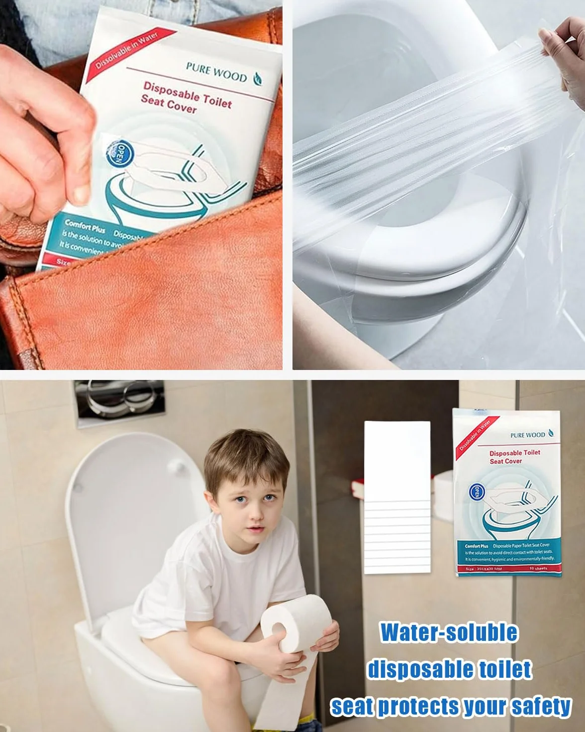 Copriwater Usa e Getta 60 PCS Coprisedile WC Monouso Igienici Biodegradabili per Viaggi Hotel