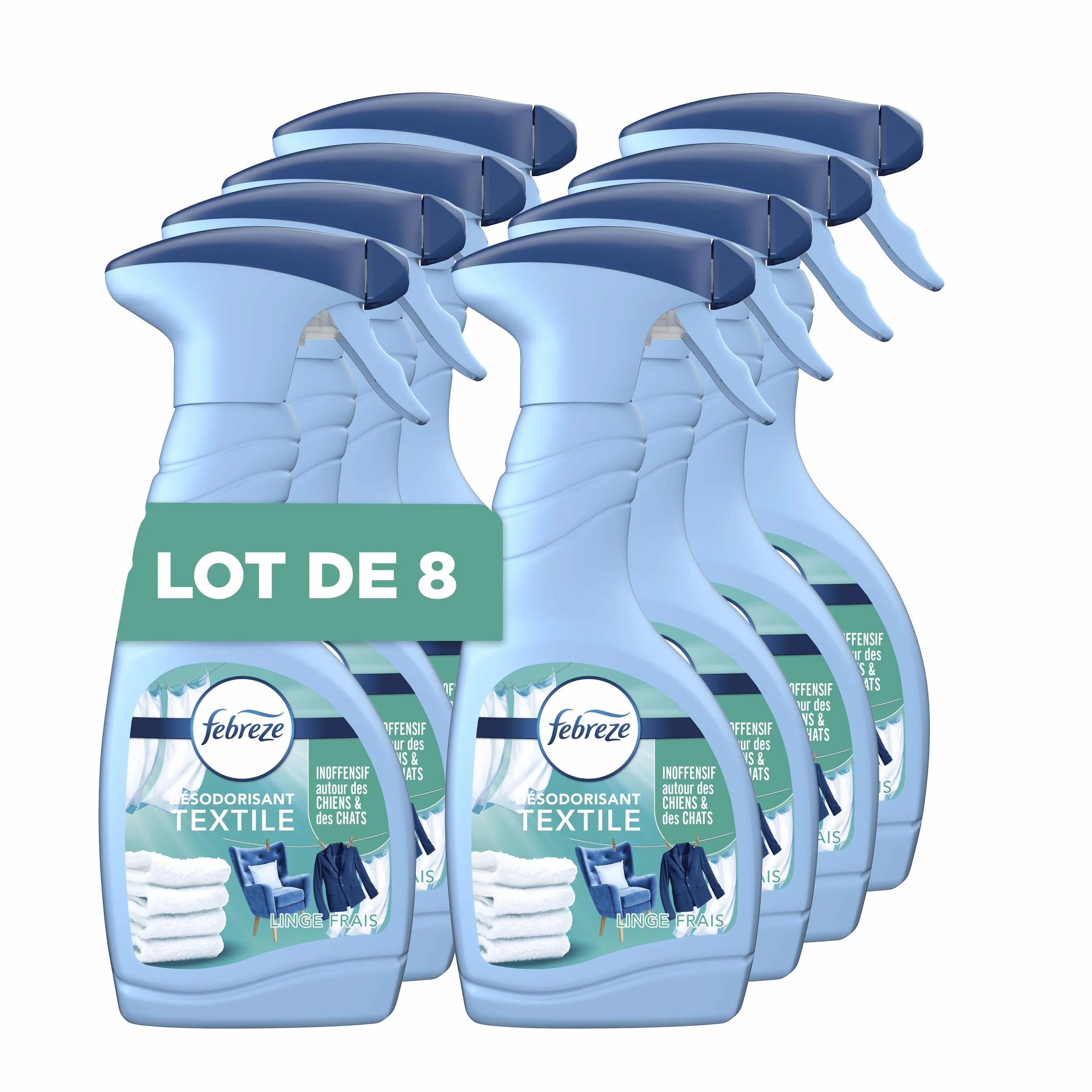 Febreze Spray deodorante tessile 2 in 1 500 ml x 8 biancheria fresca