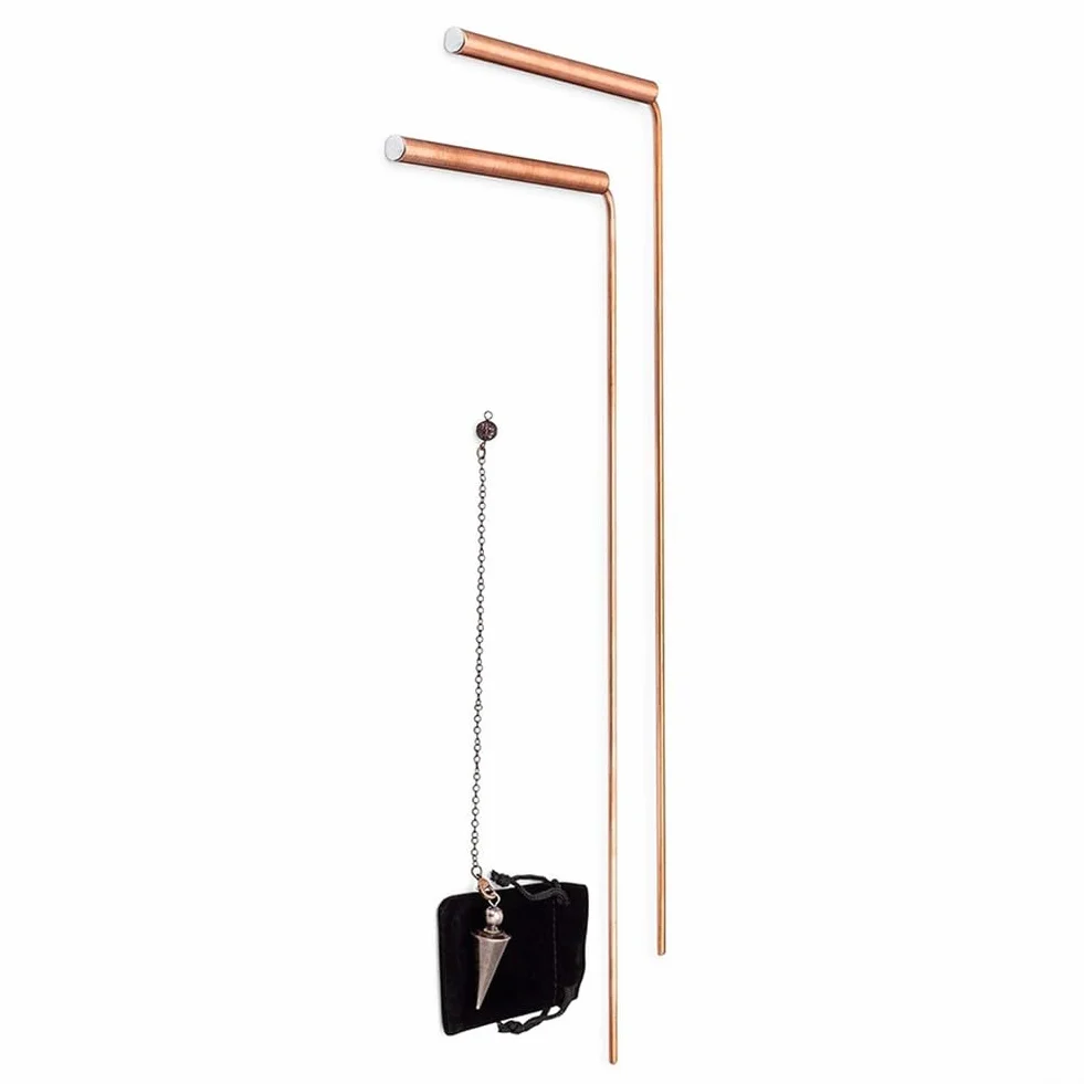 Kit per rabdomanzia e pendolo in rame, strumento di divinazione in rame puro al 99,9%, design telescopico per trovare acqua, rilevazione minerali, terapia energetica