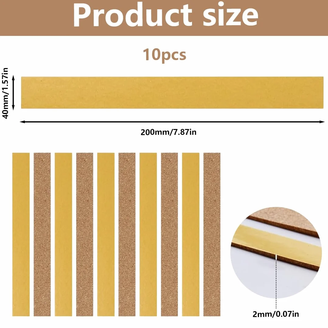 Strisce di Sughero Adesivo per Regolare la Taglia del Cappello Fascia Interna Riduzione Taglia 200x40x2mm 10pcs