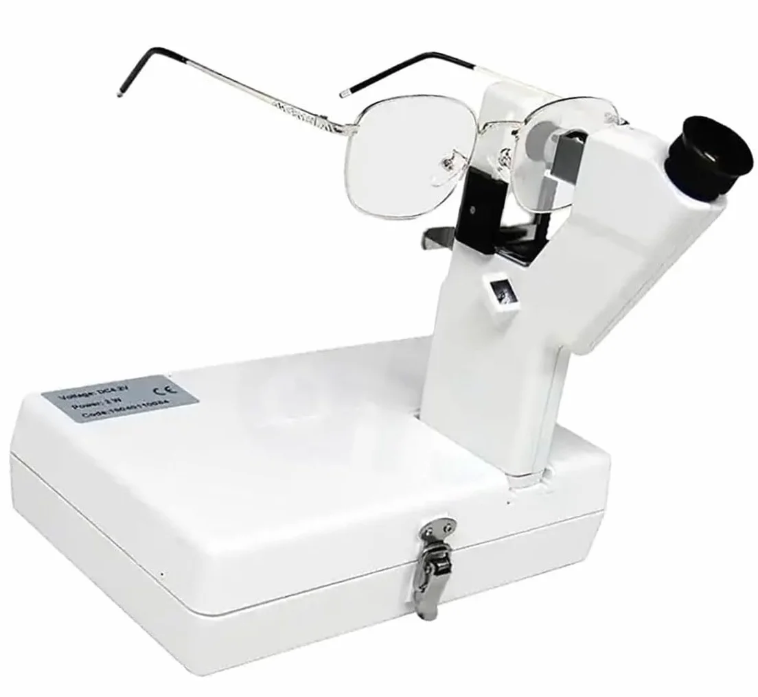 Macchina optometrica elettrica Portatile, frontifocometro Ottico con Lettura Regolabile e Scala precisa, Test Lenti da 20 mm a 80 mm, oculare Regolabile intervallo 0~+15D (-15D).