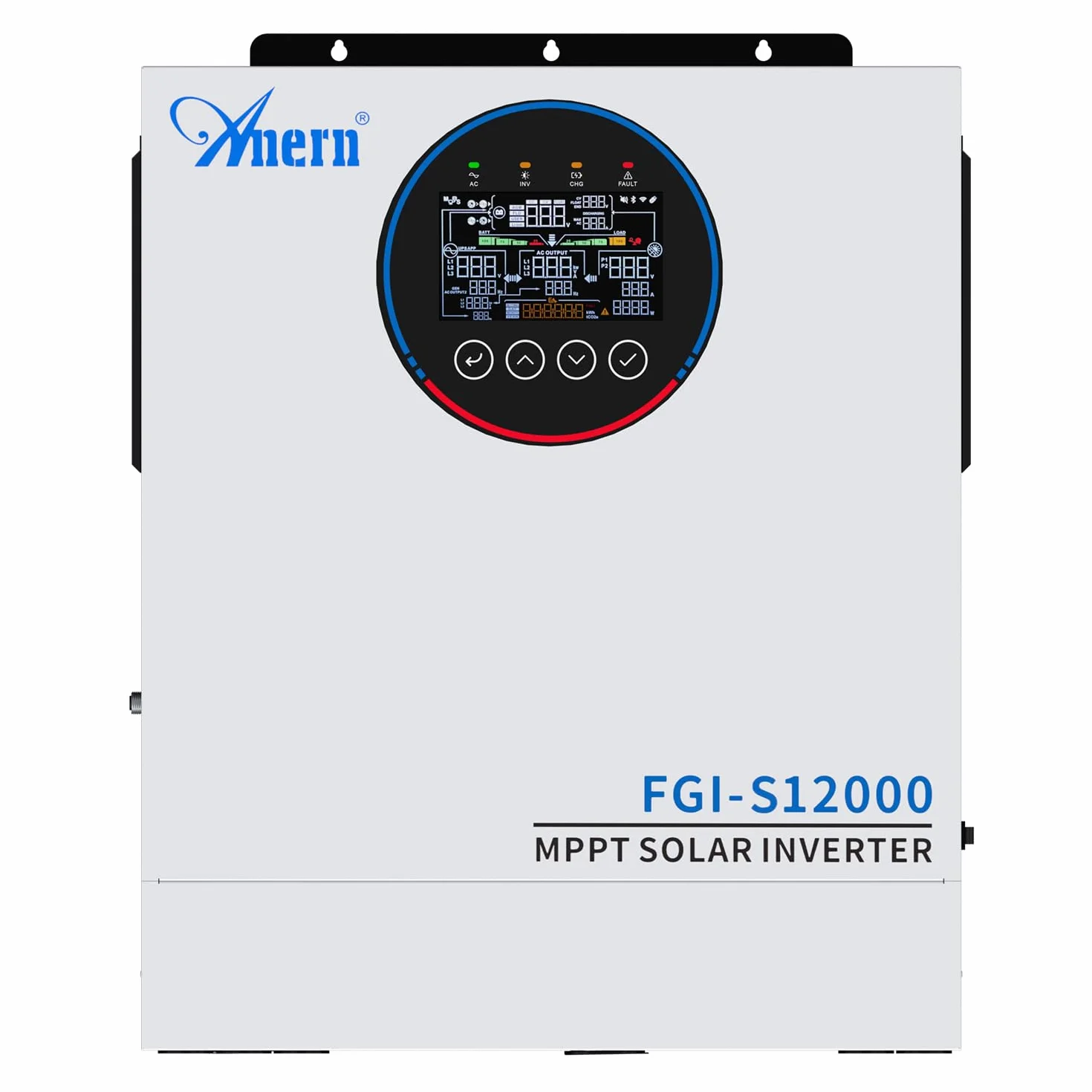 Anern FGI 12000W Inverter Ibrido Solare con Immisione in Rete - Evoluzione della Serie ECO - 48V a 230V, Onda Sinusoidale Pura, Doppio MPPT 160A, 2 Ingressi FV, Doppia Uscita CA, WiFi Opzionale