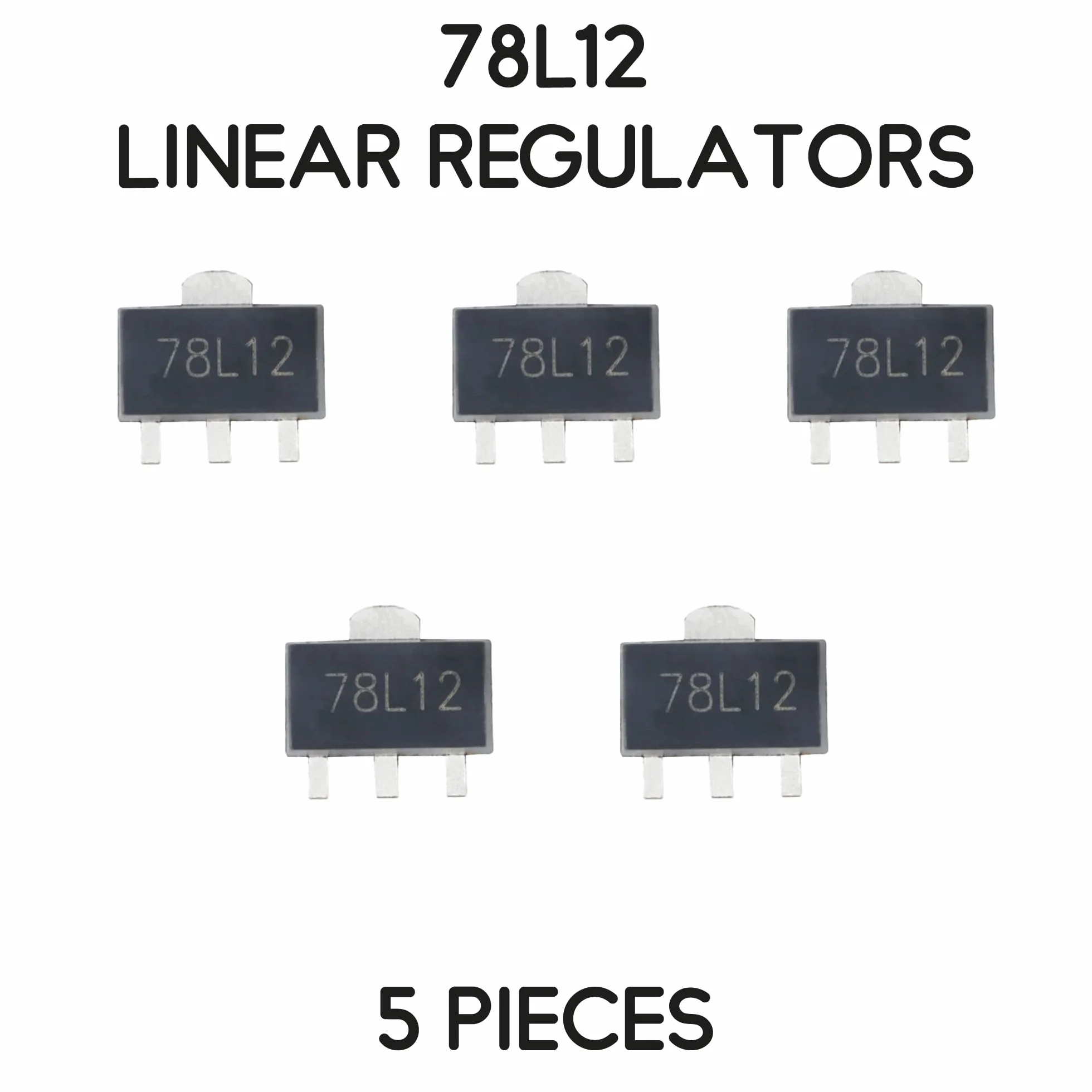 Kit di 5 regolatori di tensione 12V 100mA 7812 78L12 L78L12 L78L12C SOT-89
