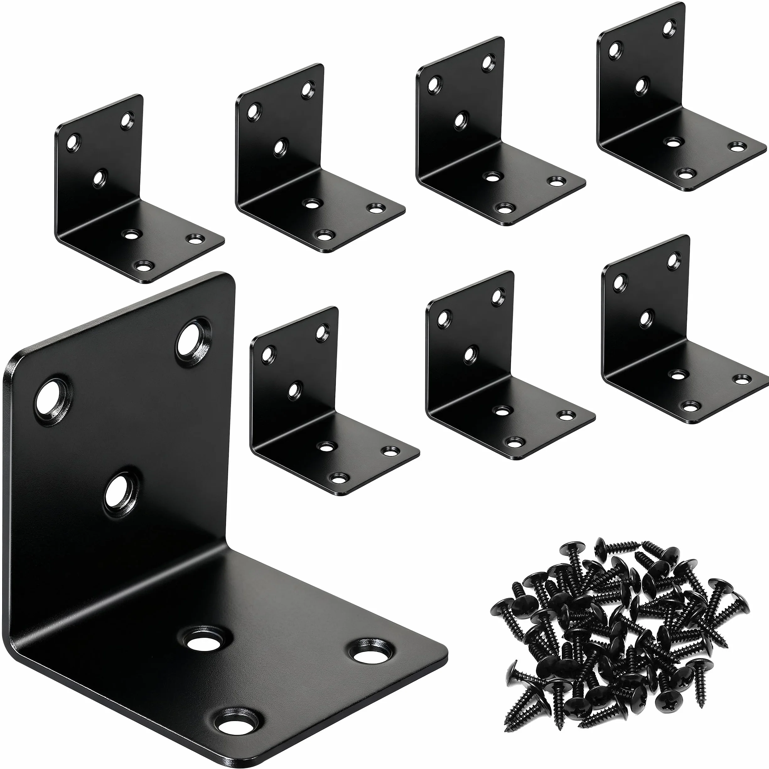 Staffe Angolari in Acciaio Inossidabile 40x40x40mm Nero 10 Pezzi