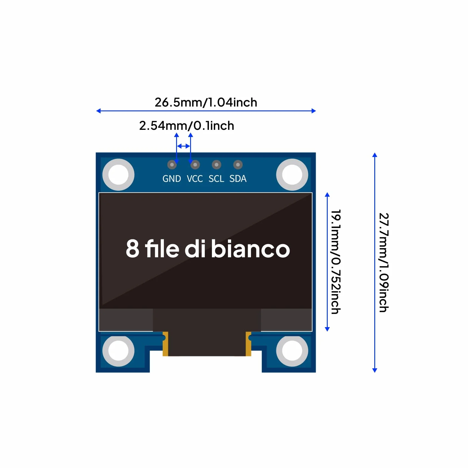 ELEGOO Display OLED 3 Pezzi Modulo Schermo da 0,96 Pollici Bianco, 128x64 Driver I2C Mini Schermi Compatti Autoluminosi per Arduino, Raspberry Pi, PICO.51 MCU, STM32, ESP32