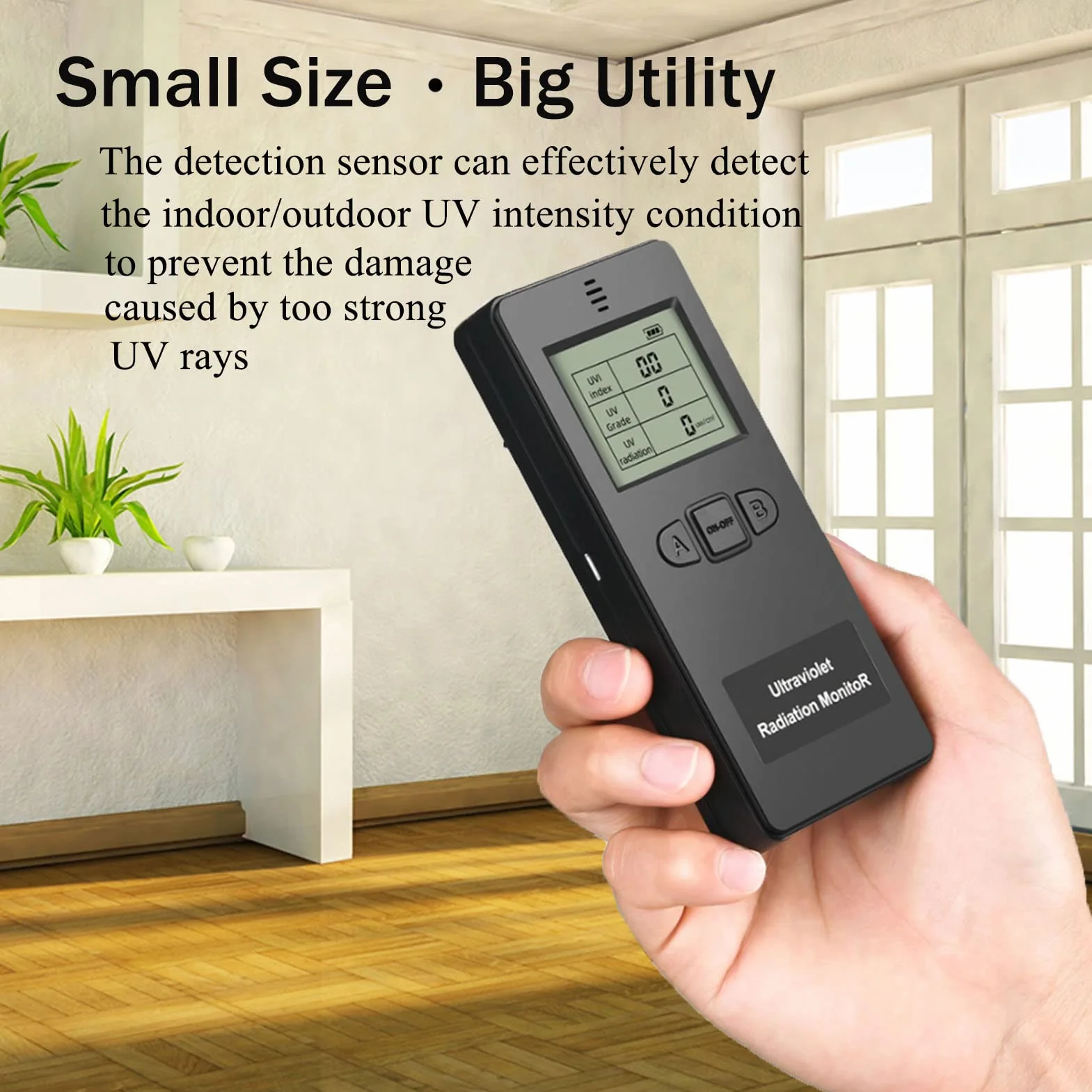 Rilevatore di radiazioni, misuratore di radiazioni Tester di radiazione ultravioletta LCD Tester digitale UVI UV digitale portatile con display della temperatura