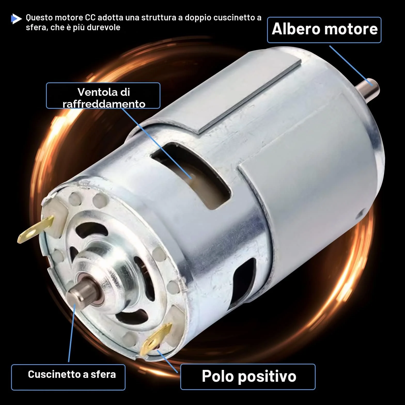 Motore DC 775 Motore DC 12 V Motore CC ad alta coppia Motore CC Max 20000 RPM Cuscinetti a sfera Dual Ball Ruote di potenza silenziosa Aggiornamento motore DC Motore (con staffa)