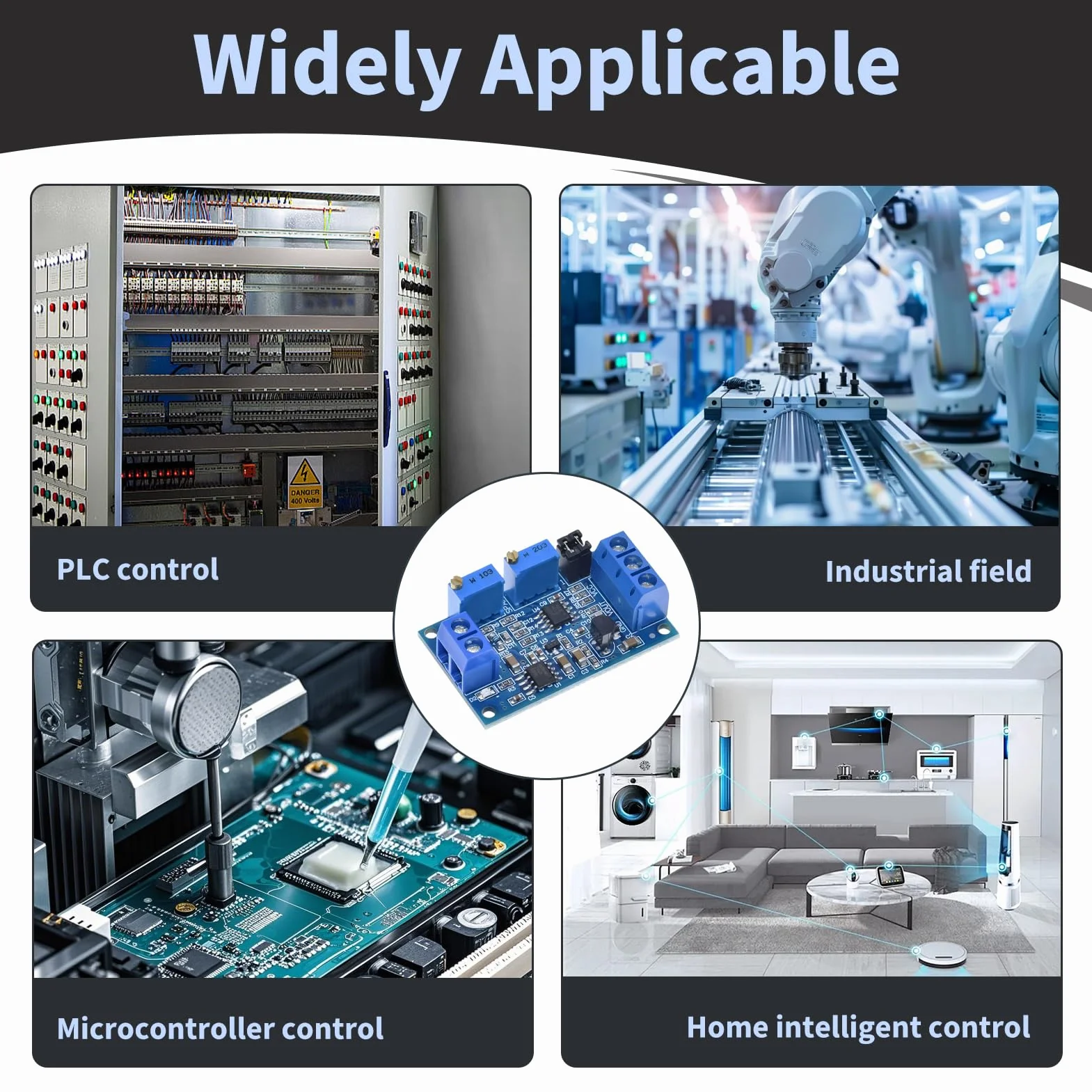 Modulo Convertitore Corrente a Tensione, Trasmettitore da 0/4-20 mA a 0-3.3v 5V 10V, Convertitore Industriale Segnale Analogico con Regolazione di Zero e Portata, Compatibile con PLC Sensori ADC