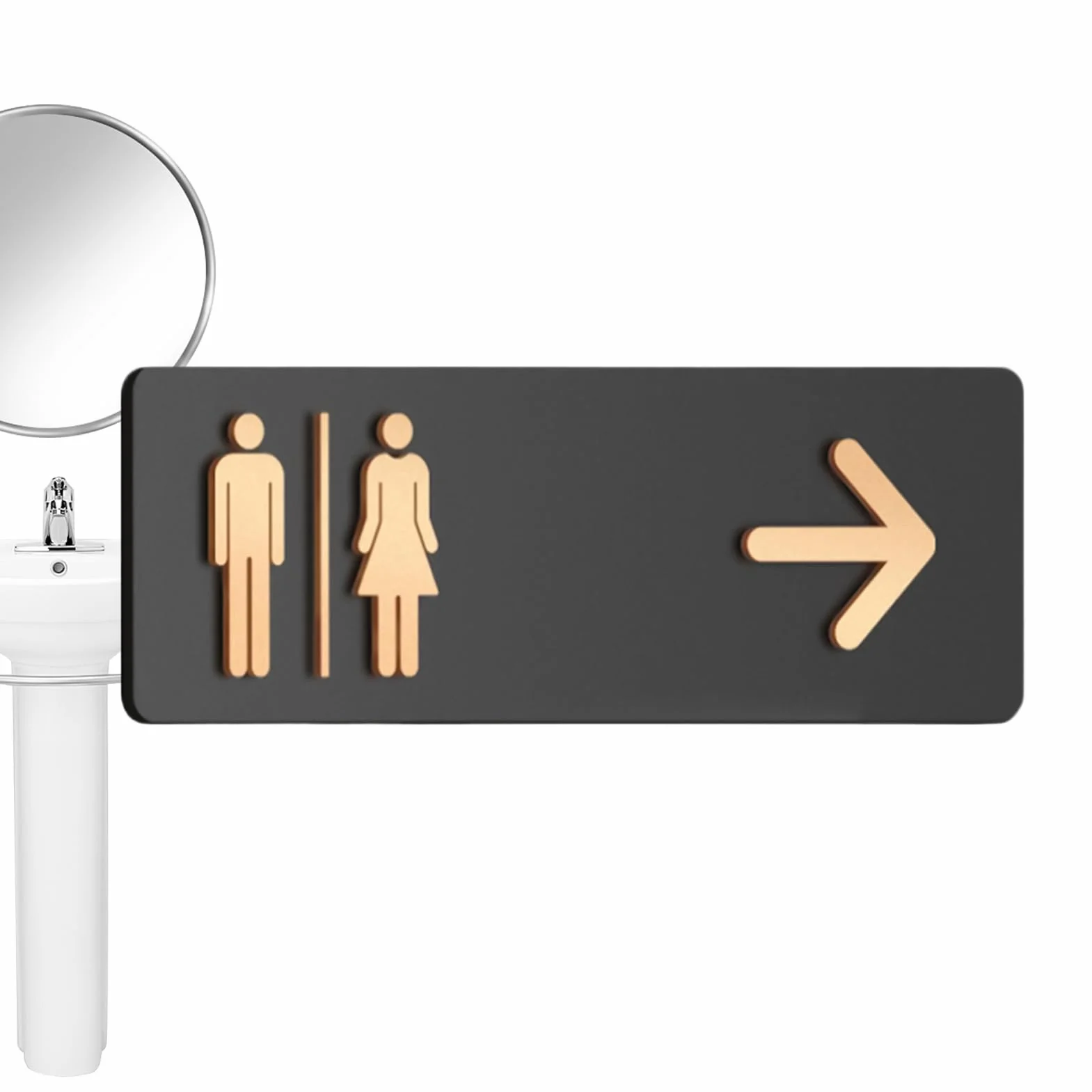 Cartello Toilette Uomo Donna In Acrilico Con Frecce Sinistra/Destra, Segnaletica Bagno Commerciale 30x10cm | Applicazione A Parete Autoadesiva Per Uffici, Luoghi Eventi & Spazi Commerciali - Insegna D