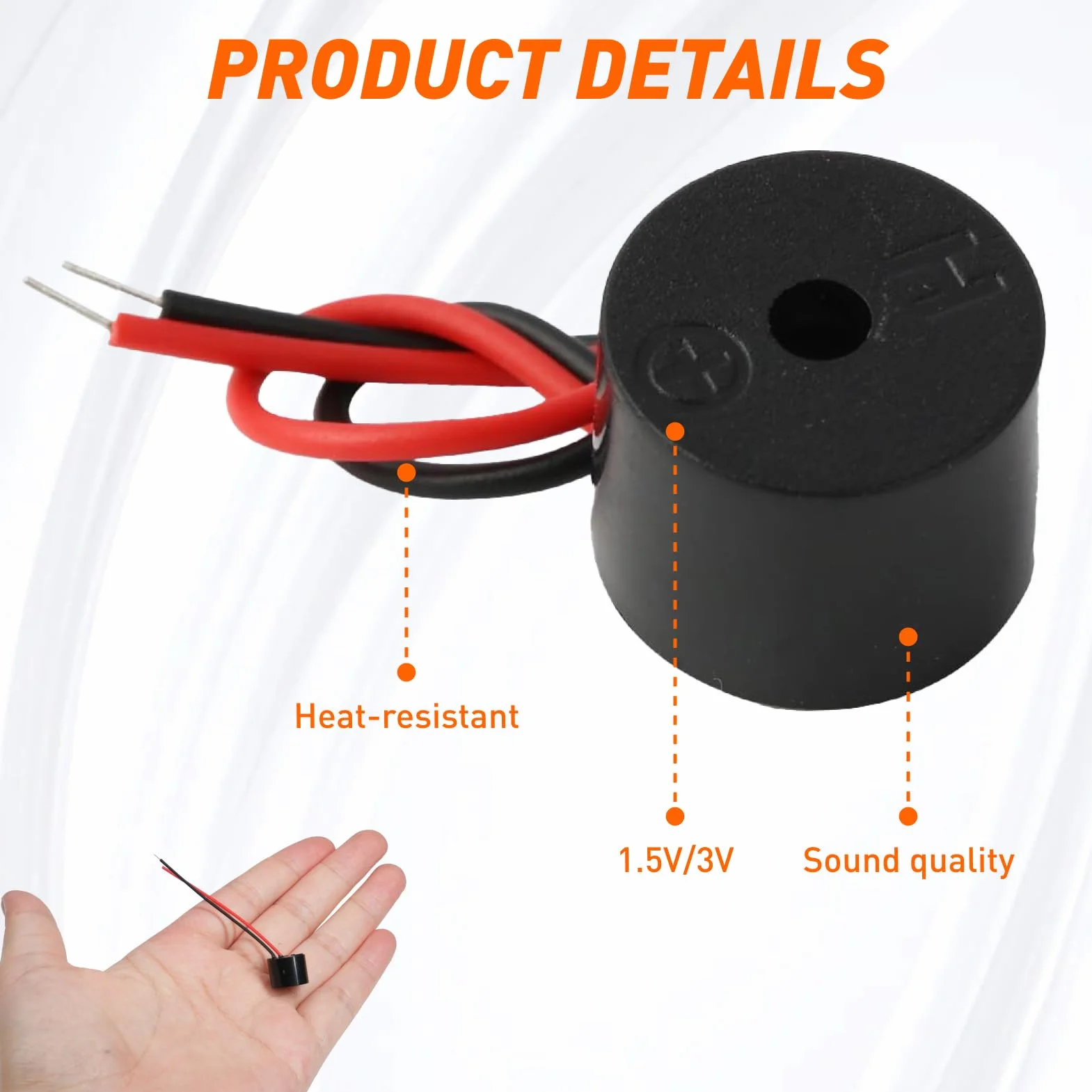 Buzzer attivo elettronico, 20 pezzi, 3-12 V, Piezo Summer 85 dB, lunghezza cavo 60 mm per dispositivi elettronici, allarme elettronico cicalino, segnale acustico elettronico