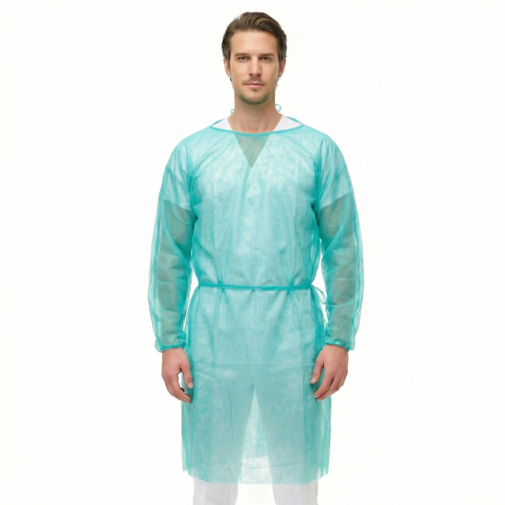 KMINA Camice Monouso Ospedaliero Polipropilene 20g Maniche Lunghe 115 x 127 cm Verde