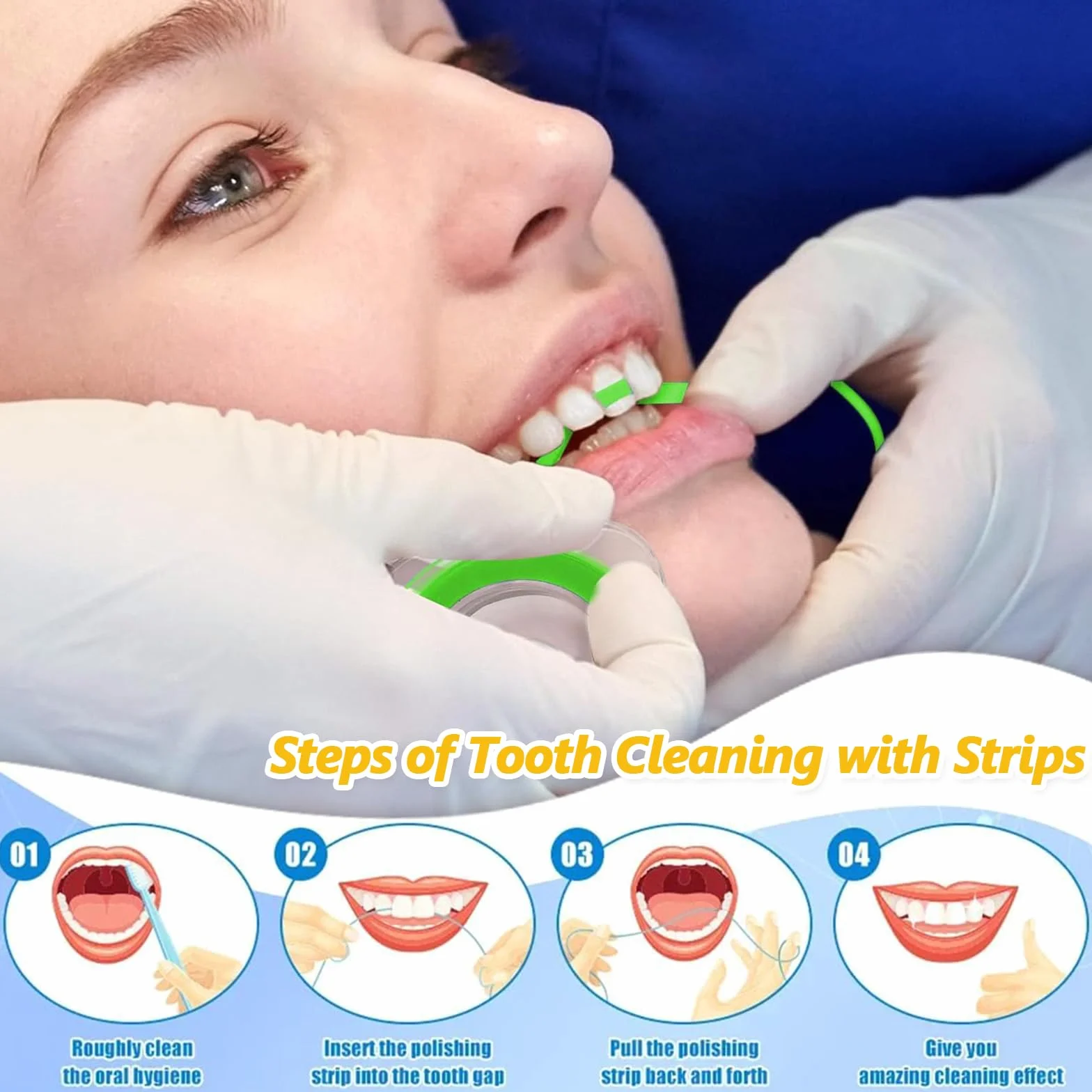 Carta Vetrata per Denti con Strisce Lucidanti, Pulizia e Lucidatura, Rimozione Tartaro, Riparazione Denti (Colorata)
