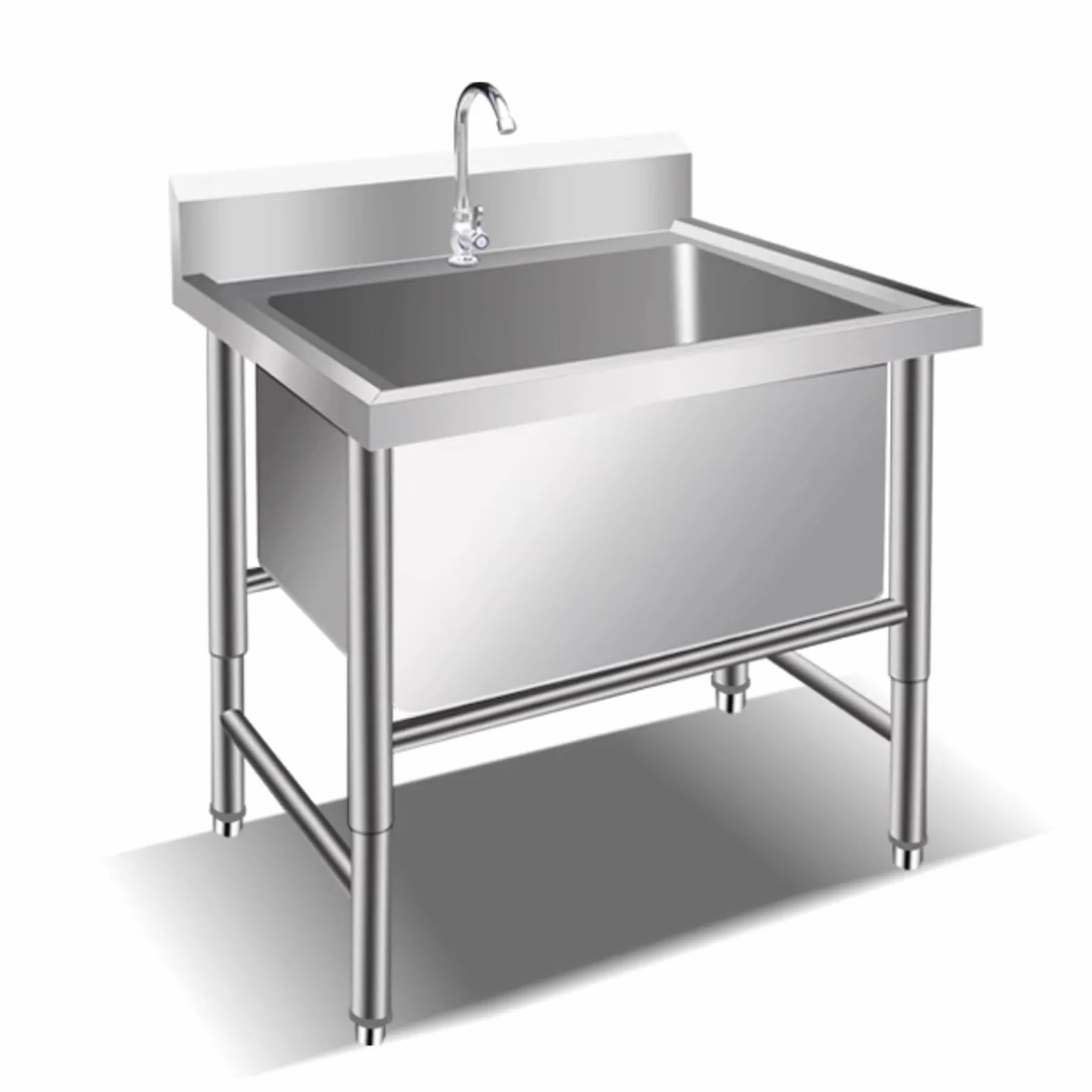 Lavello da cucina in acciaio inox, con rubinetto, lavabo, industriale, per ristorante, cucina, lavanderia, garage (dimensioni: 80 x 60 x 80 cm, profondità 40 cm/31,5 x 23,6 x 31,5 -