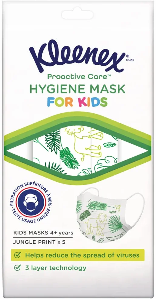 Kleenex Proactive Care Maschera viso per bambini traspirante usa e getta confezione da 5