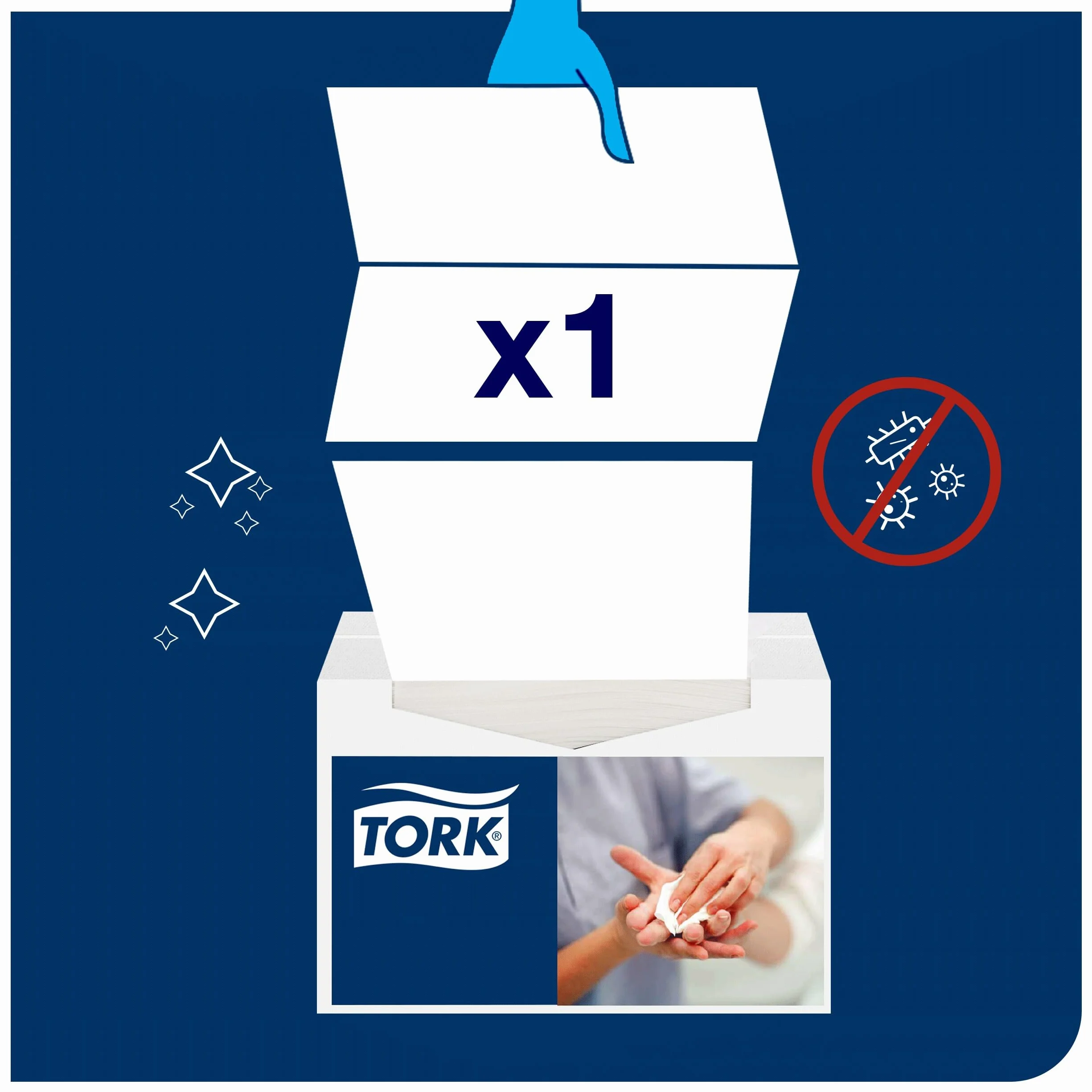 Tork 742200 Panno per lavaggio pazienti monouso Premium, 1 velo, goffrato, 30x32 cm, 135 pezzi