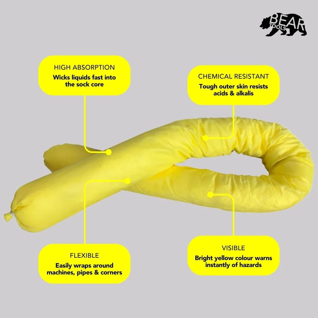 Calza assorbente chimica gialla 1,2 m x 76 mm 16 l