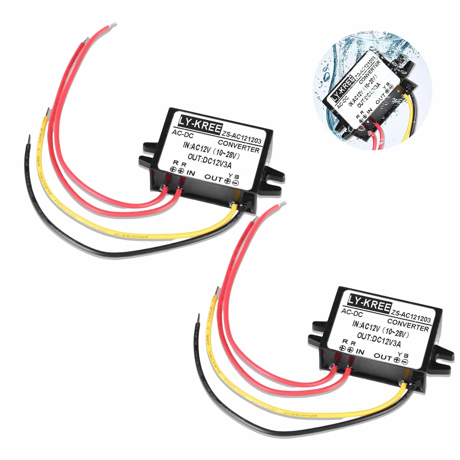 Convertitore di Alimentazione AC-DC AC 12V (10-28V) a DC 12V, 2 Pezzi 3A Convertitore Buck, Convertitore a Tensione Ridotta Buck Regolatore per Schermo Auto Pompa Acqua