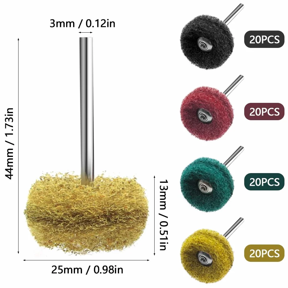 Dischi abrasivi colorati 25 mm grana 120/180/320/400 80 pezzi per utensili rotanti