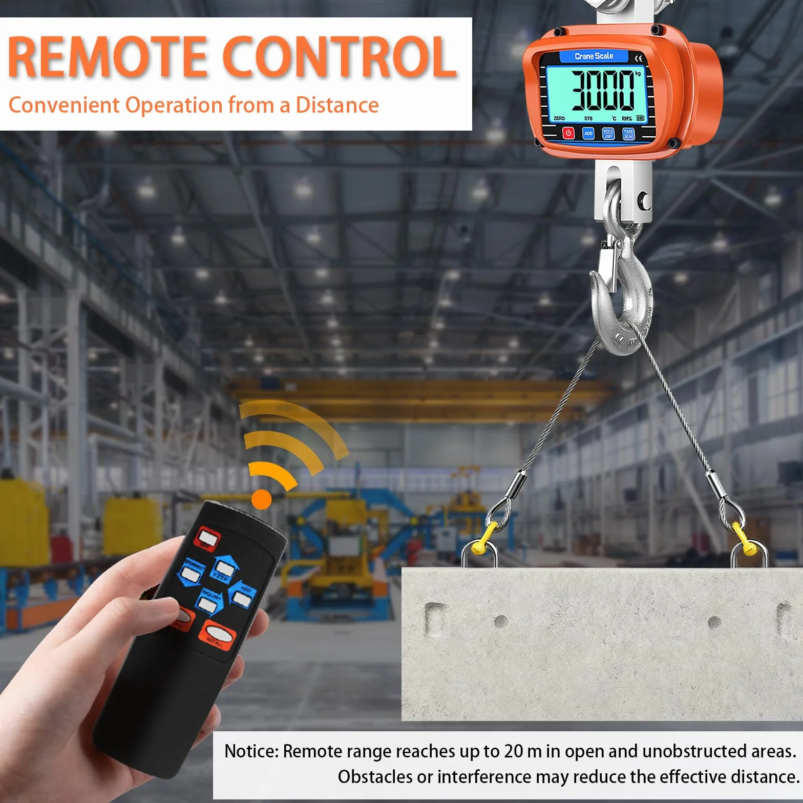 Bilancia per gru 3000 kg 6000 lb 3T Heavy Duty con sensore preciso display LCD telecomando