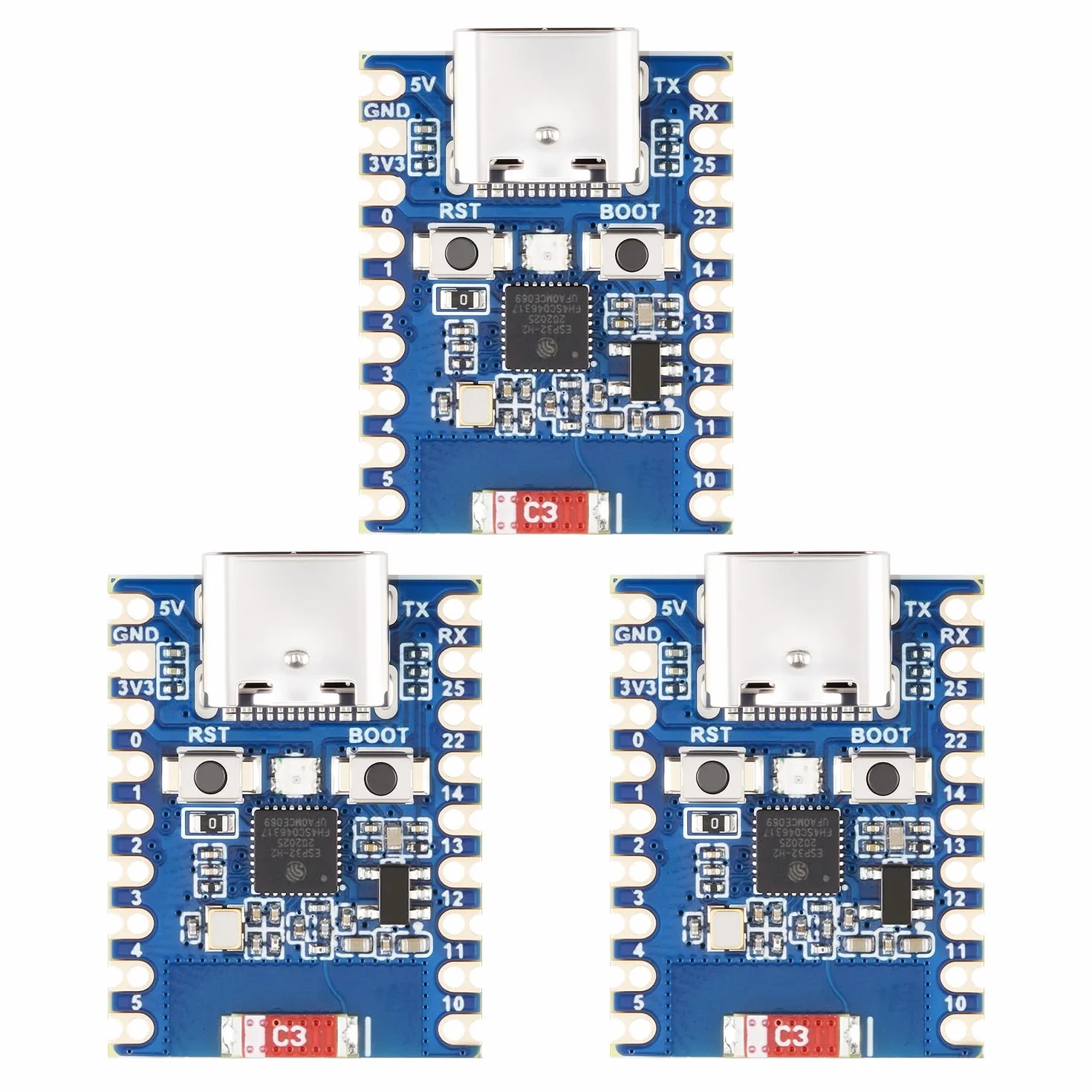 Waveshare ESP32-H2 Mini Development Board(3pcs), Onboard ESP32-H2FH4S With 96MHz Processor, Built-In 4MB Flash, Supports BLE/Zigbee/Thread Wireless Communication, without Pre-soldered Header