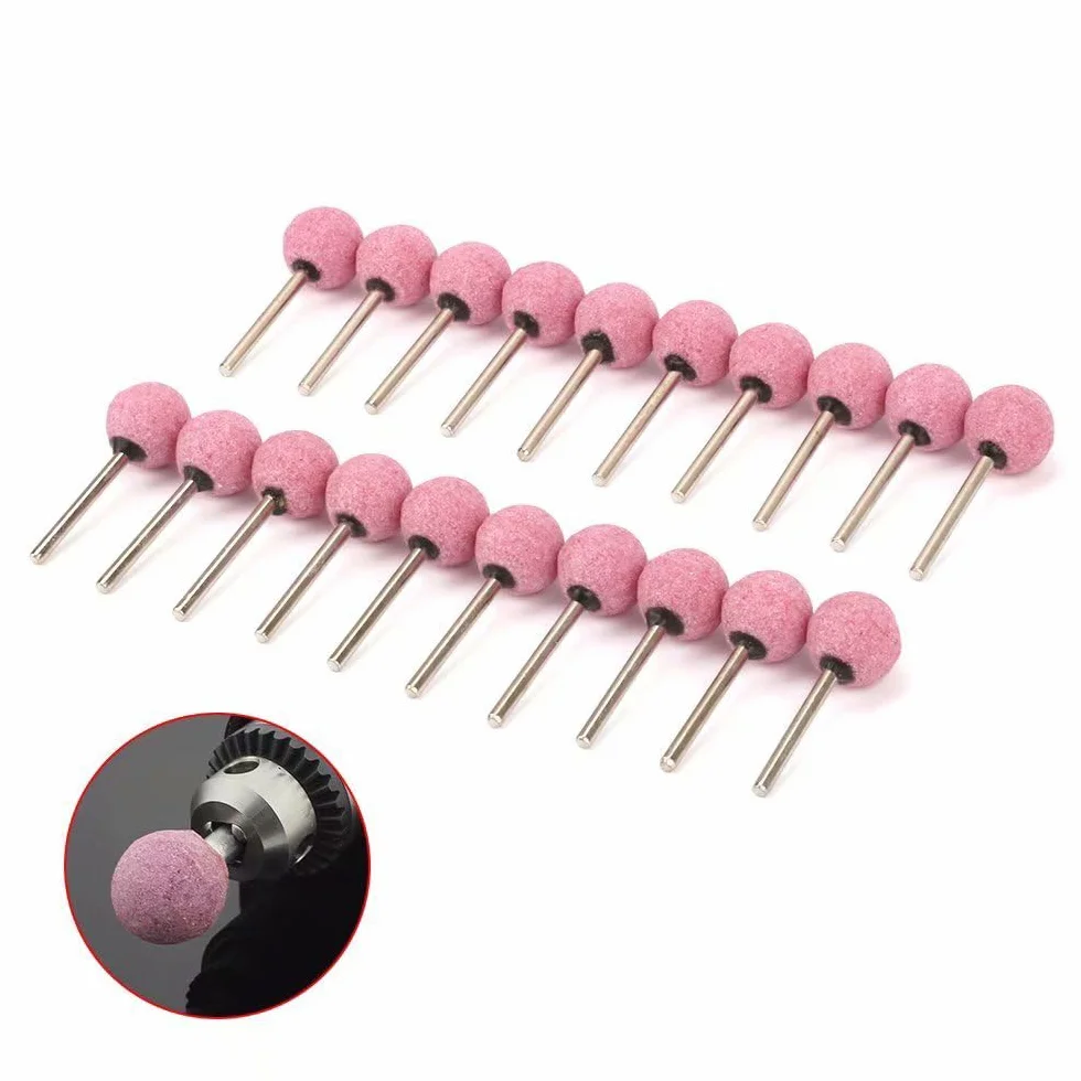 10 punte per smerigliatura a sfera, 6 mm x 25 mm, con testa a mola, in corindone marrone, per levigatura fai da te in ceramica, pietra, metallo, fai da te (nero)