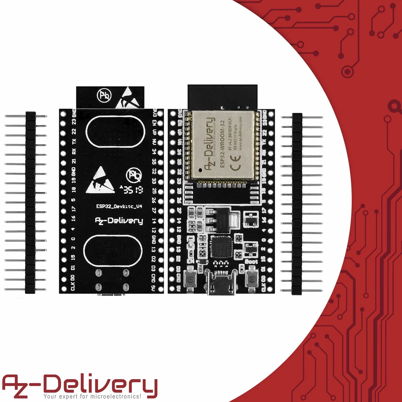 AZDelivery ESP32 Dev Kit C V4 NodeMCU WLAN/WiFi Scheda di sviluppo Non saldata (Modulo successivo al kit di sviluppo ESP32 C) Compatibile con Arduino incluso E-Book!