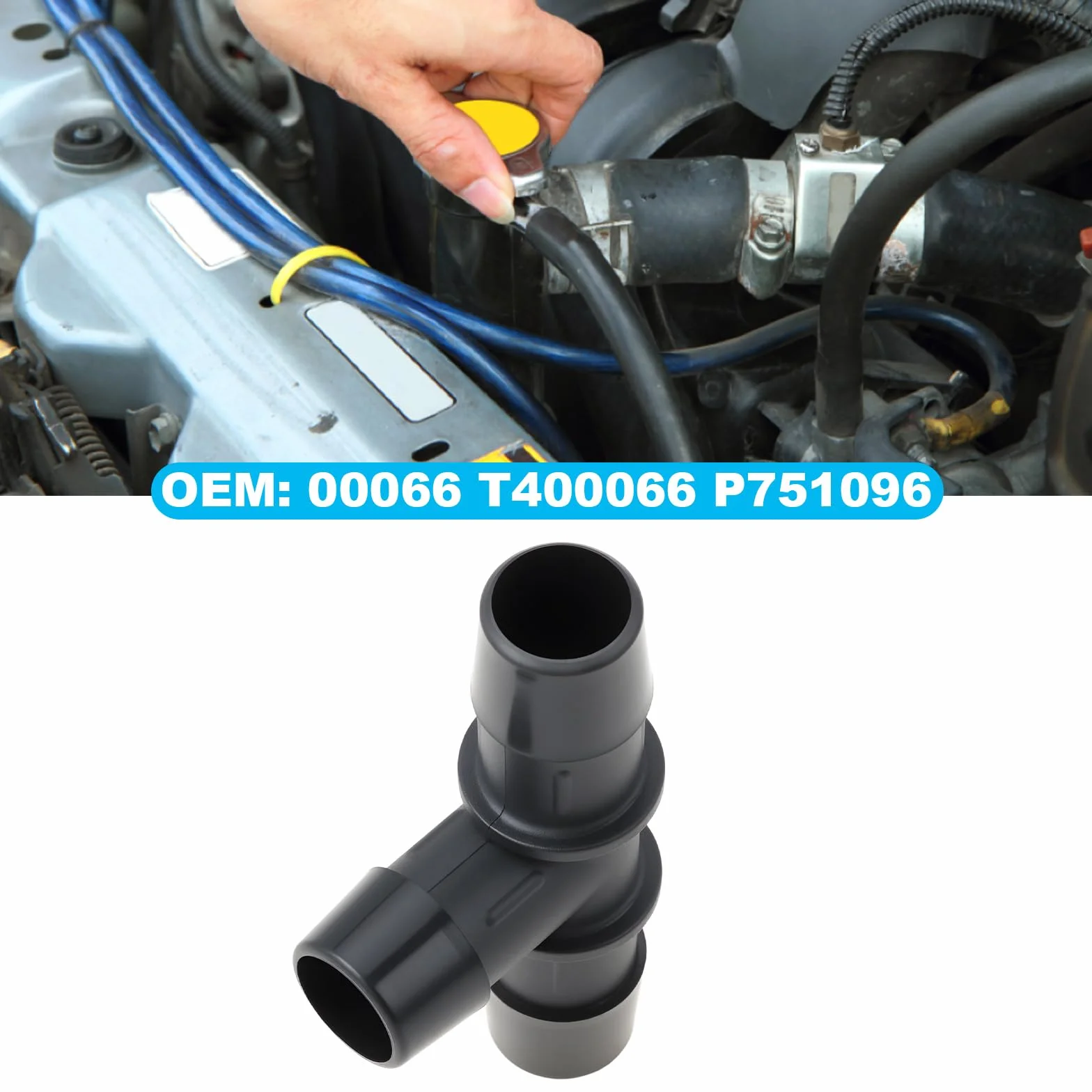 2x Raccordo a T Tubo Refrigerante 16x16x16mm 00066 P751096 Compatibile con Metalcaucho Refrigerante Motore Auto
