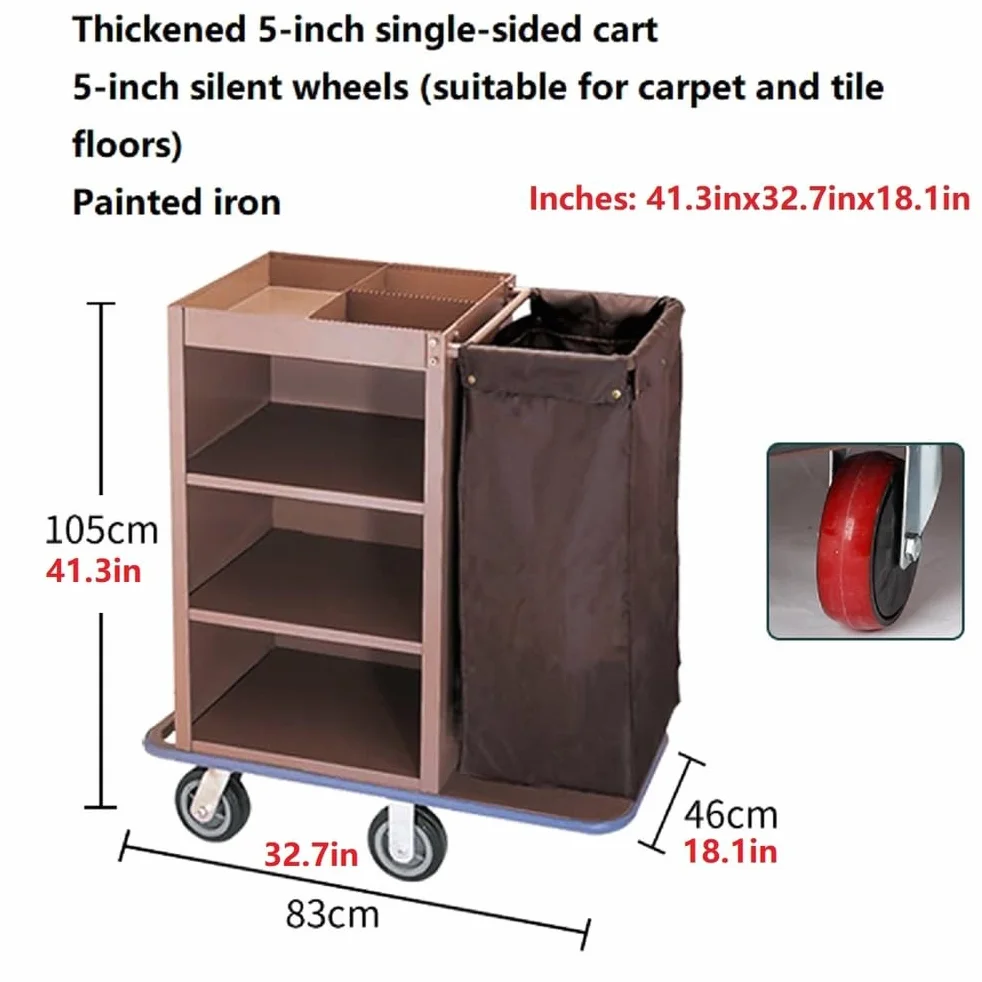 Carrello per Hotel Multifunzionale Industriale con Serratura, Carrello per Pulizie Tradizionali Commerciali per camere, Servizio di Pulizia.,A