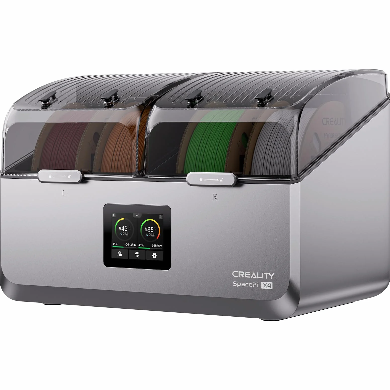Creality Space Pi X4 Filament Dryer, 4 Bobine & Doppia Camera Riscaldante, 200W PTC (85°C), 360° Riscaldamento, Essiccazione Rapida, Stoccaggio Anti-Umidità per PLA PETG TPU ABS 1,75/2,85 mm