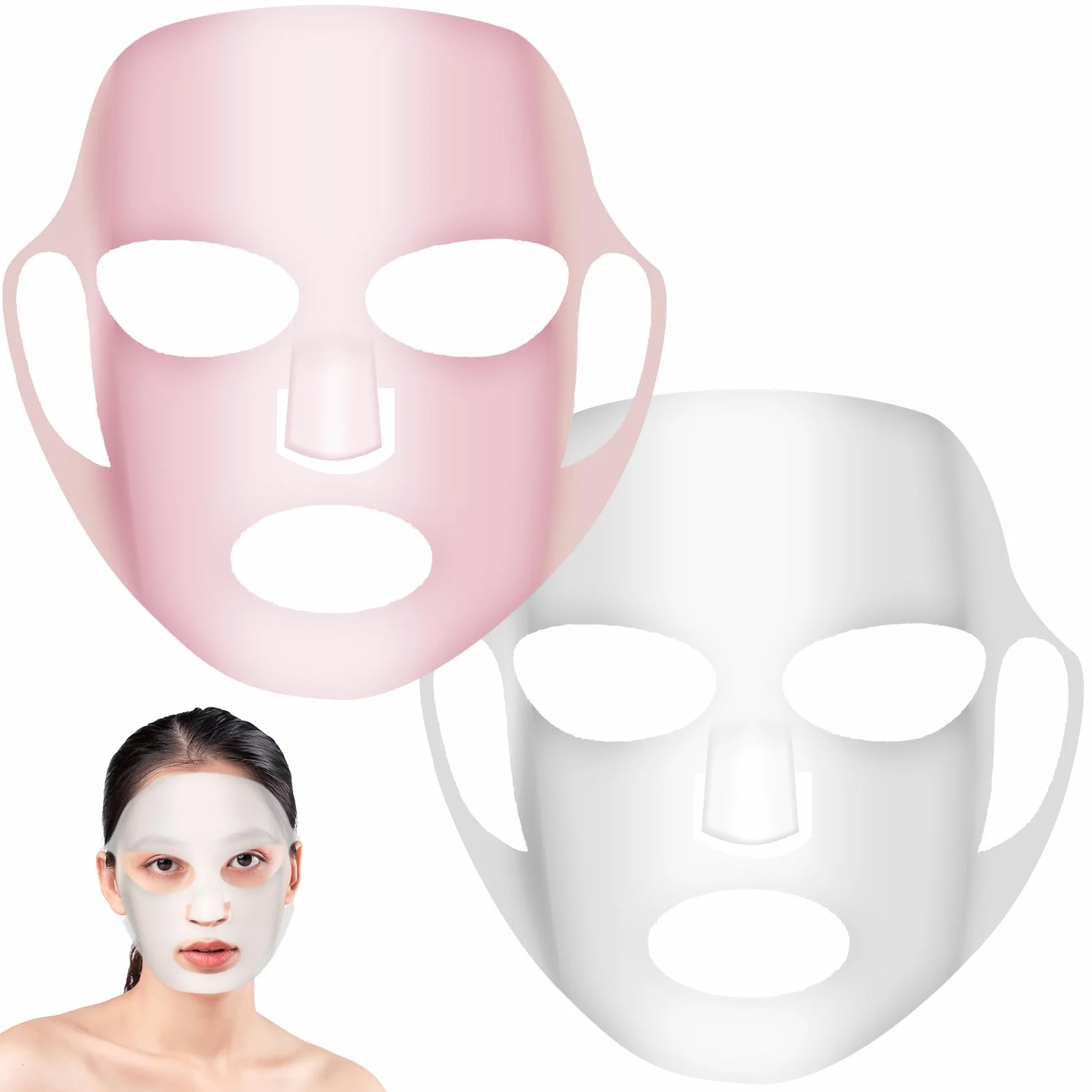 Qianyu 2 fogli copertura maschera facciale silicone riutilizzabile vapore viso idratante impermeabile 3D anti-rughe
