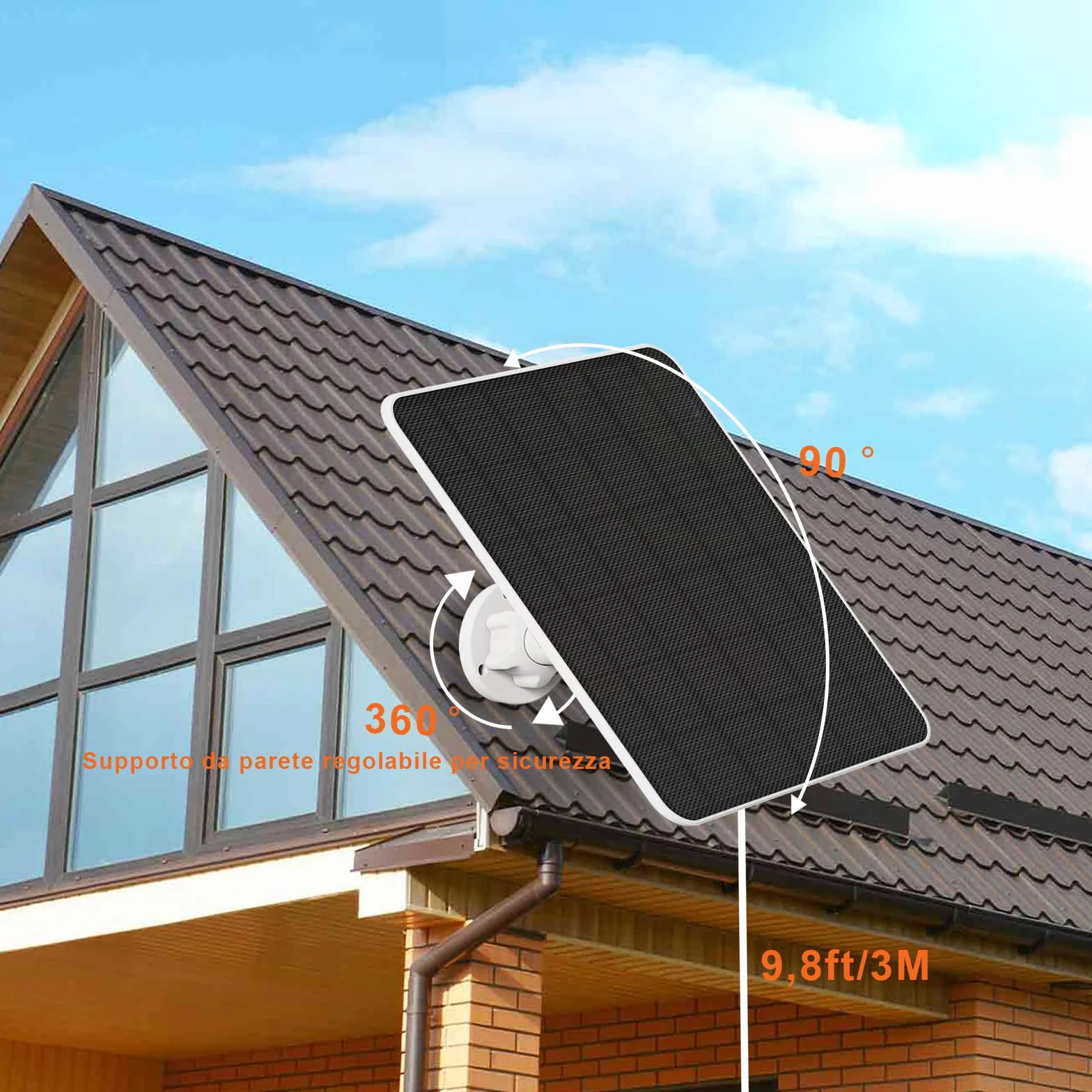 Pannello Solare per Telecamera Ring, 5W Solare per Stick Up Cam/Pro Batteria, Spotlight Cam/Plus/Pro, Wyze Batteria Cam Pro, Caricatore Solare per Telecamera Esterna con Cavo da 9,8 Piedi