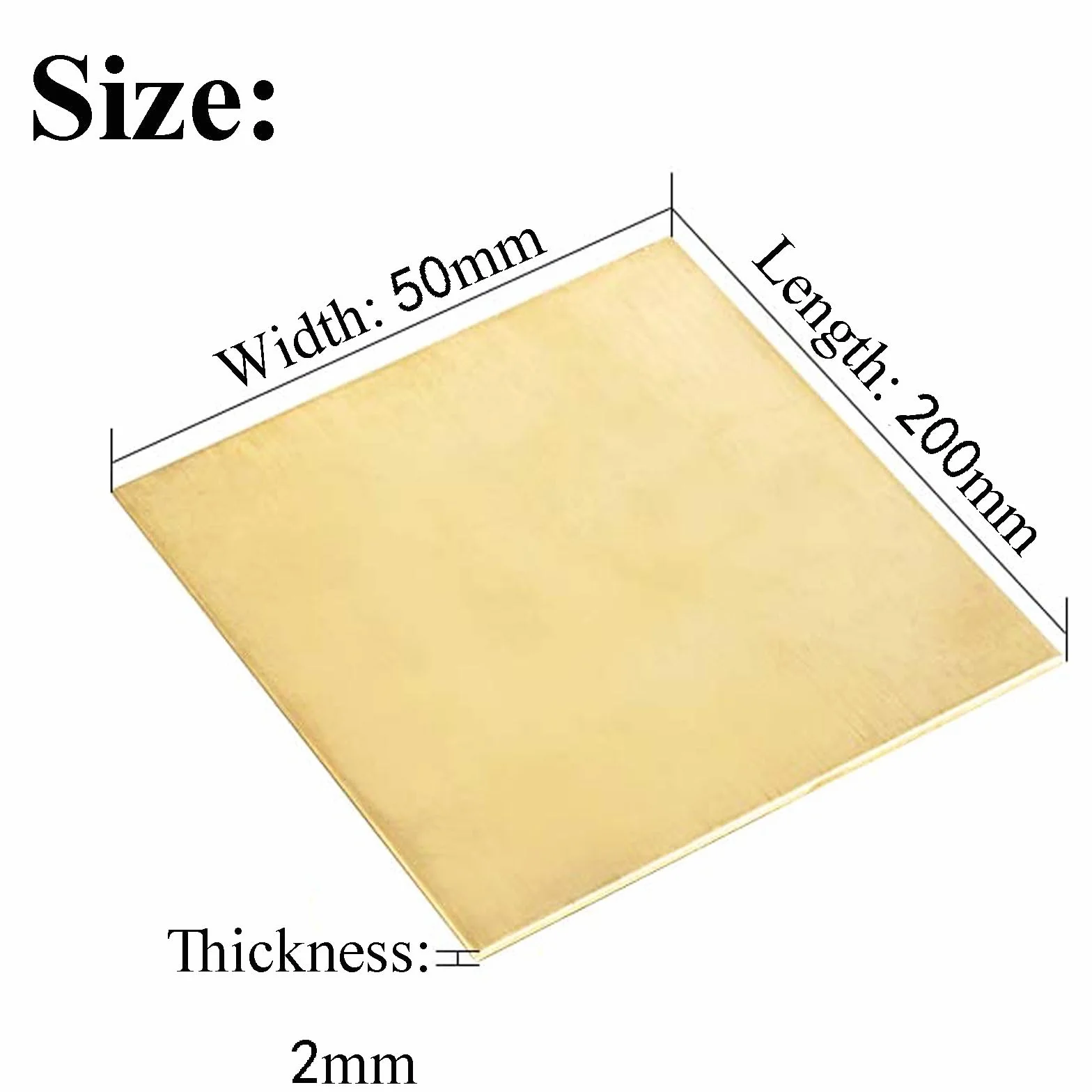 2 Pz Foglio Di Ottone Spessore 2Mm, H62 Piatti Di Ottone per Diy, Elettrico, Riparazione, Industriale/50X200X2Mm