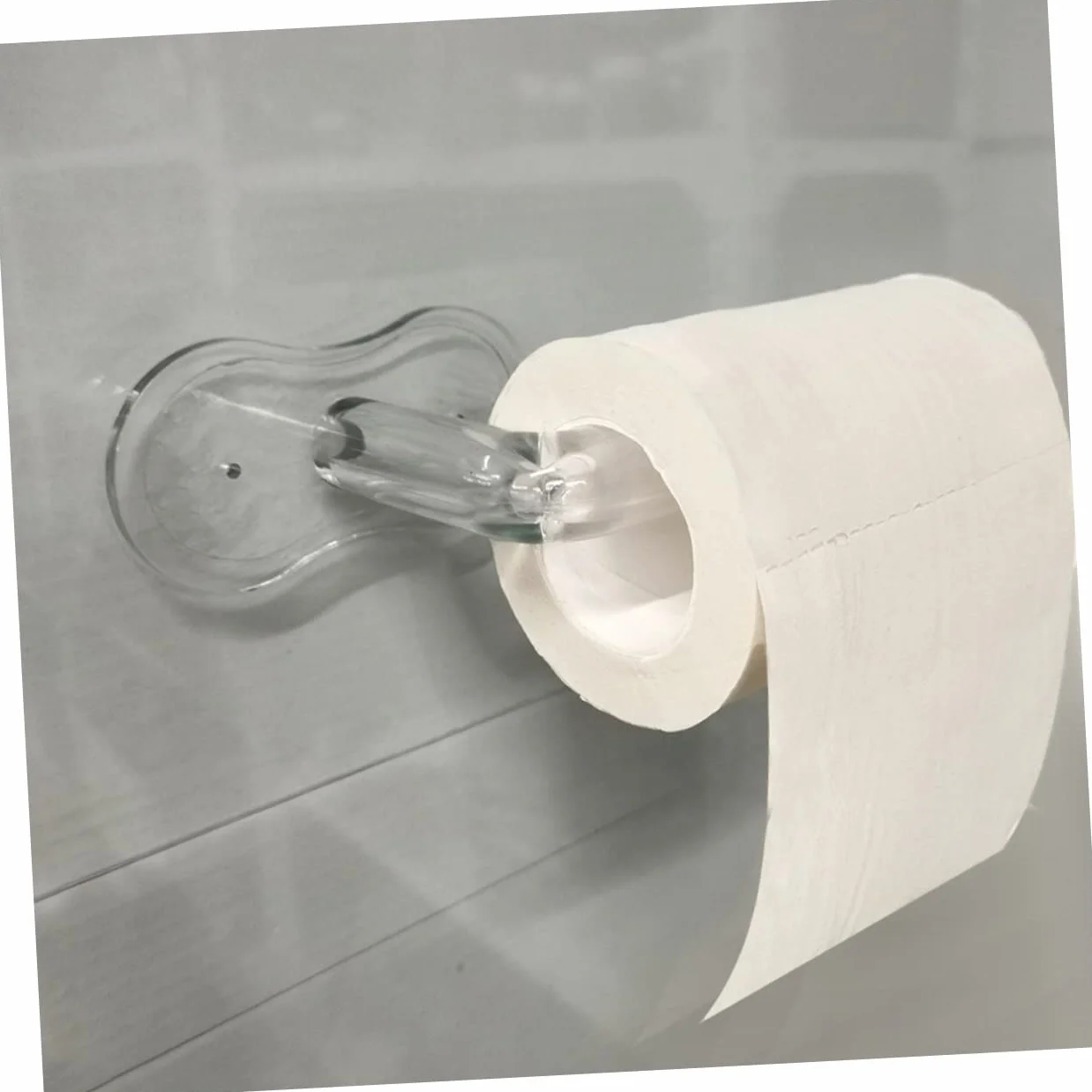Mipcase Porta Rotolo Carta Igienica da Parete in Acrilico Installazione senza Punzonatura Superficie Liscia Design Semplice per Bagno e Toilette