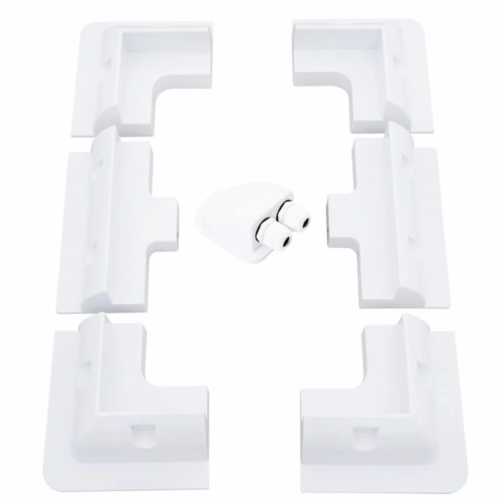 Set di staffe di montaggio per pannello solare in ABS con ghiandola IP68 per camper, barca, camper, tetto rialzato, dissipazione del calore, bianco, 30 cm + cornici 4 angoli 2 lati