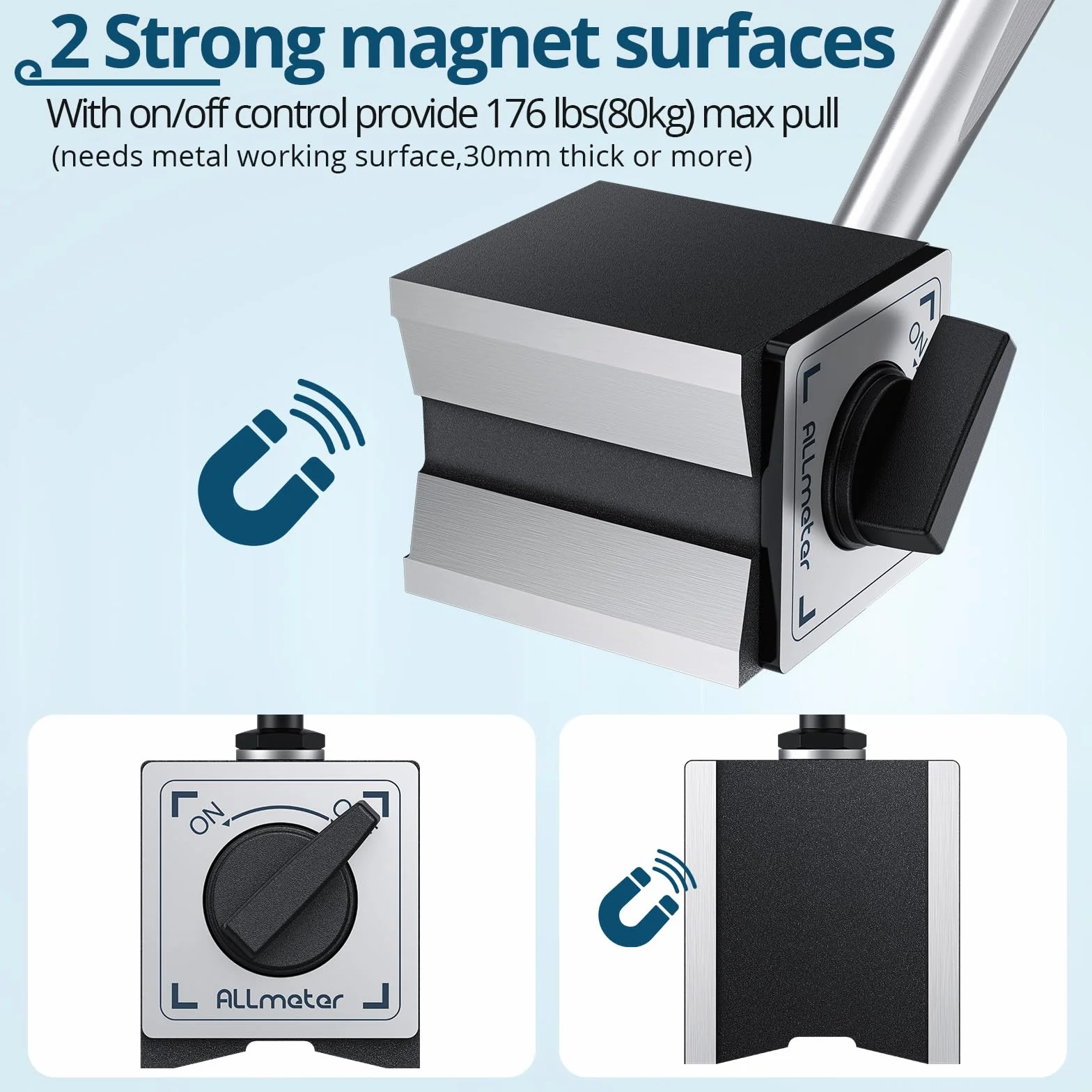 Comparatore Centesimale Meccanico con Base Magnetica 176 libbre 80 kg, Supporto Magnetico per Misuratori Digitali con Braccio Flessibile Porta Quadrante ON/OFF, per Stampante 3D, Laboratorio