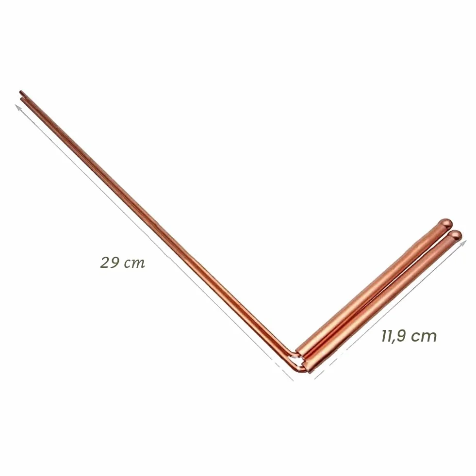 Kit di bacchette di radiestesia FACULX in rame - 2 pezzi - Rame 99,9% - Per acqua, tesoro, strumenti di ricerca