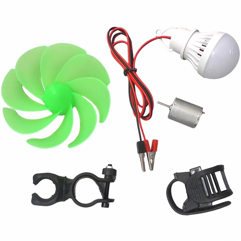 Generatore di turbina eolica, Mini lama del motore della turbina eolica, W/lampadina Kit fai da te Generatore di energia alternativa, Accessori solari