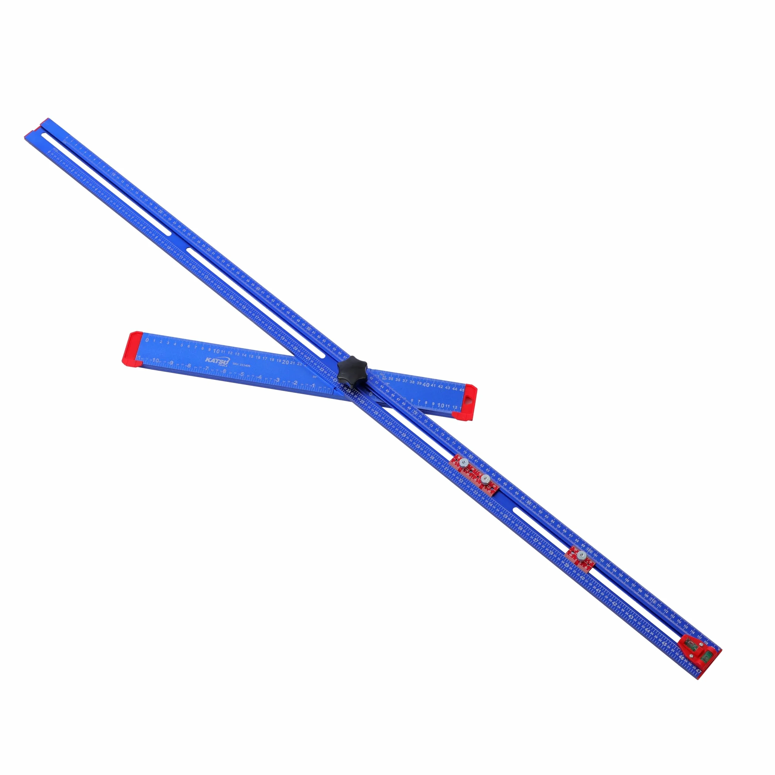 KATSU Tools Righello di posizionamento 4 in 1 da 1200 mm, in lega di alluminio, maschera per hardware per armadietto, lavorazione del legno, modello 311409