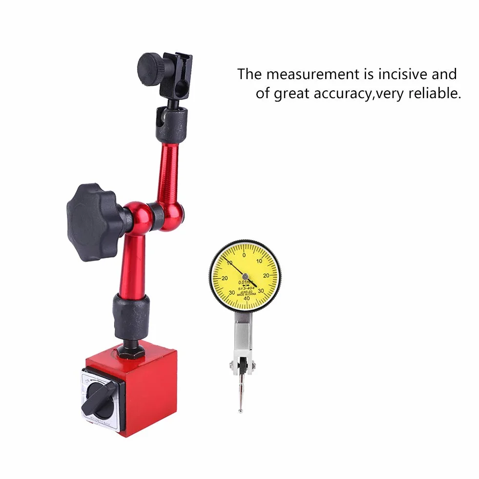 Quadrante di Precisione,Comparatore Centesimale Digitale 0-0,8mm con Base Magnetica Set Indicatore Metrico,Staffa Flessibile Braccio Porta Quadrante Controllo ON/OFF