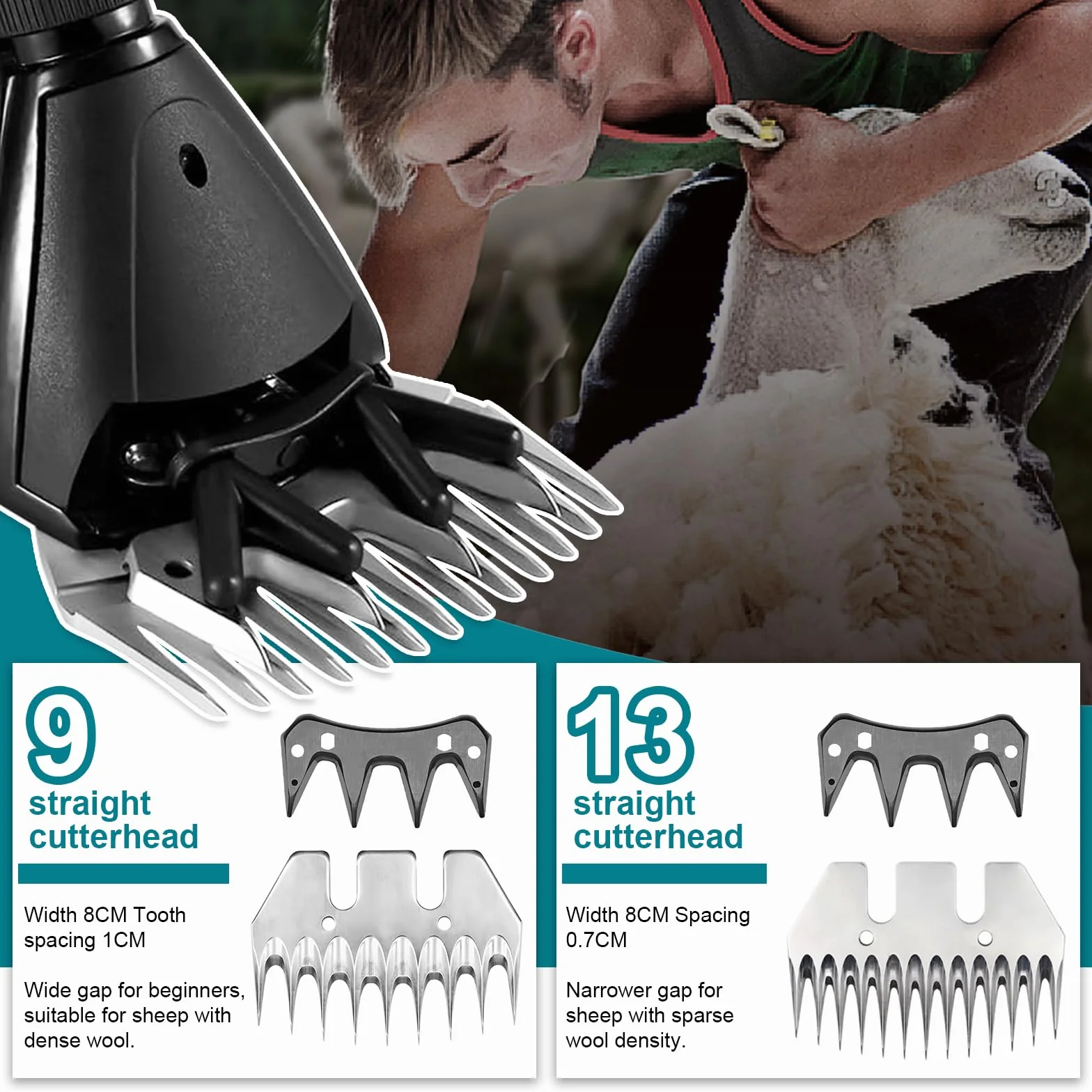 Tosatrice per Pecore Senza Fili 2400RPM 6 Velocità Compatibile Makita 18V con 2 Lame e Custodia