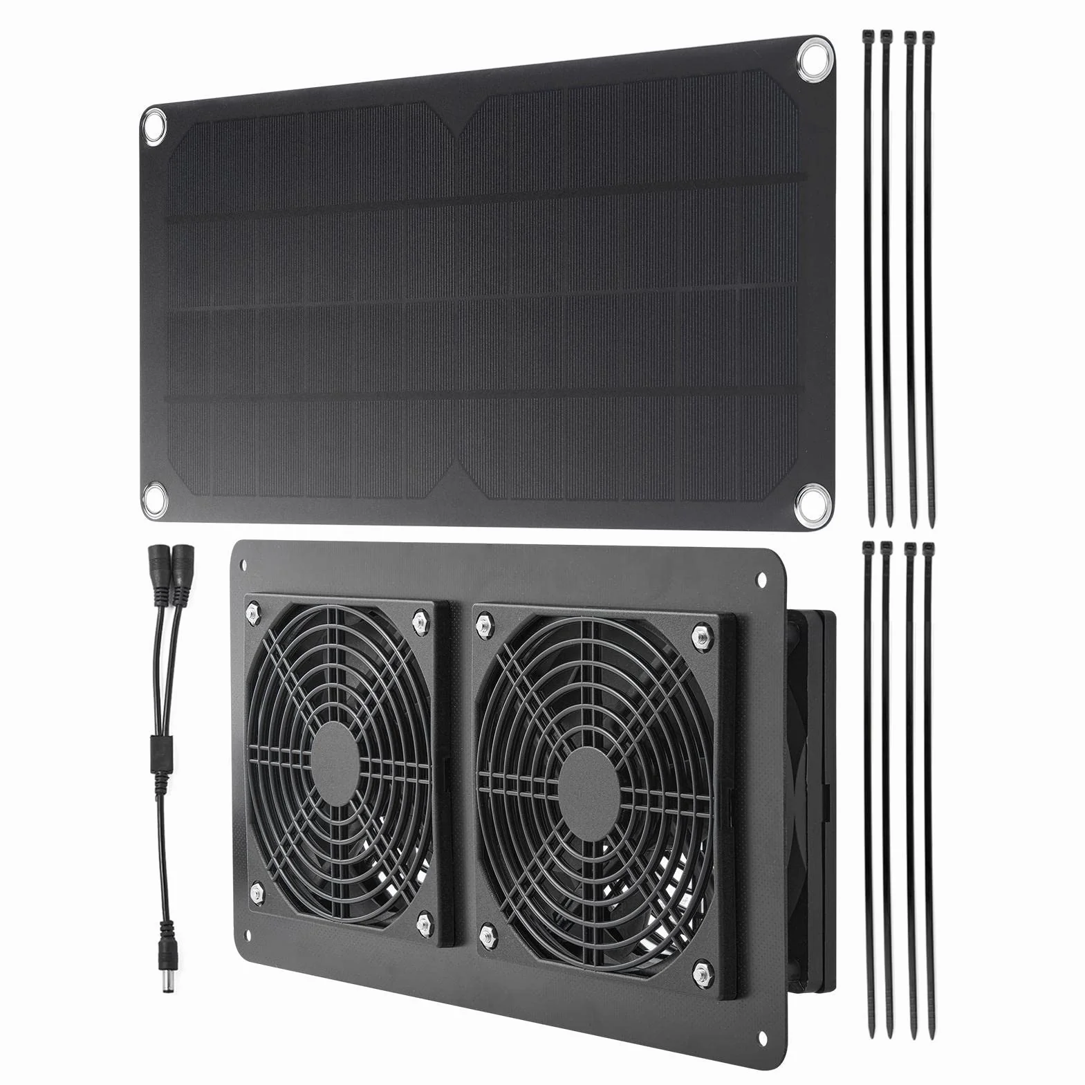 Ventilatore Solare da 10 W 12 V Impermeabile per Esterno Serra Capannone