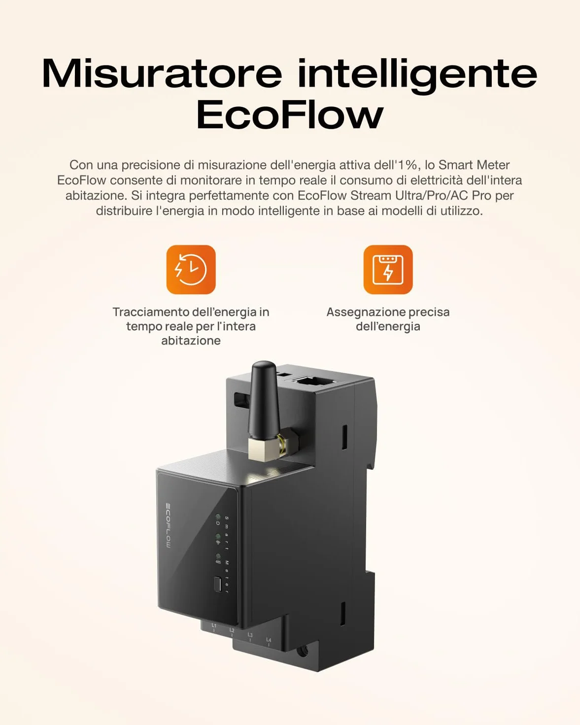 ECOFLOW STREAM Ultra 800W batteria da 1,92 kWh per kit fotovoltaico, ingresso solare 2.800 W (4 MPPT), 2 porte CA fino da 2300 W, microinverter, espandibile a 11,52 kWh, controllo intelligente AI