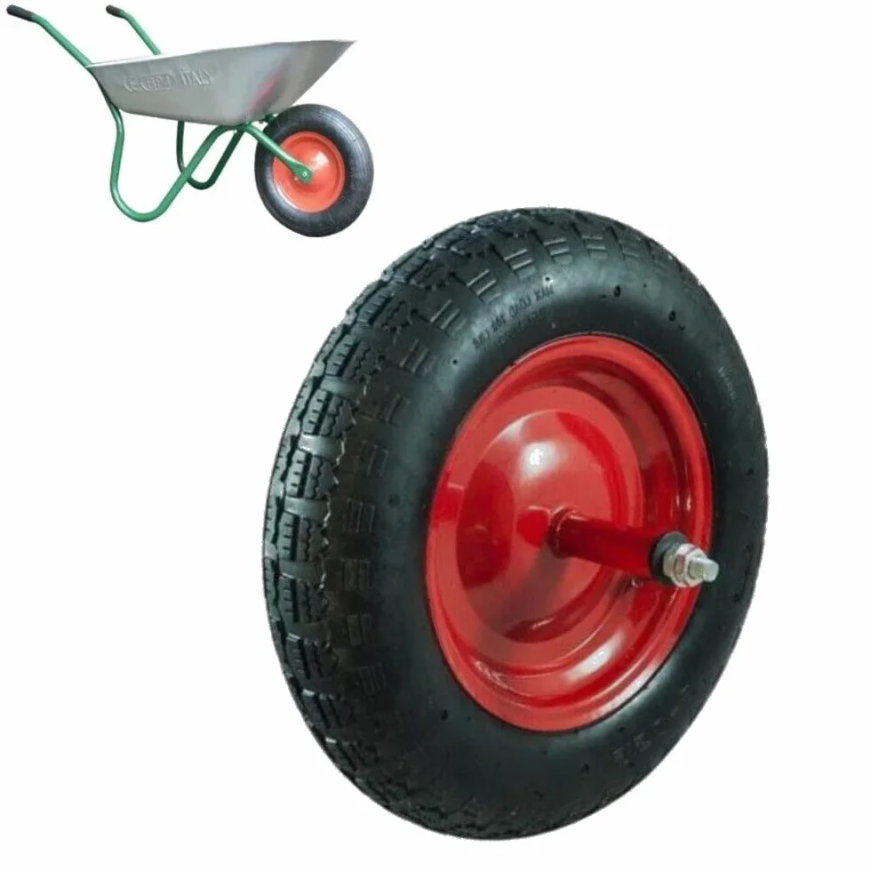 EGH08NTE RUOTA PNEUMATICA COMPLETA 3.50-8 (2pr) RICAMBIO CARRIOLA MODELLO VESPA ASSE LUNGO 155mm GOMMA UI308