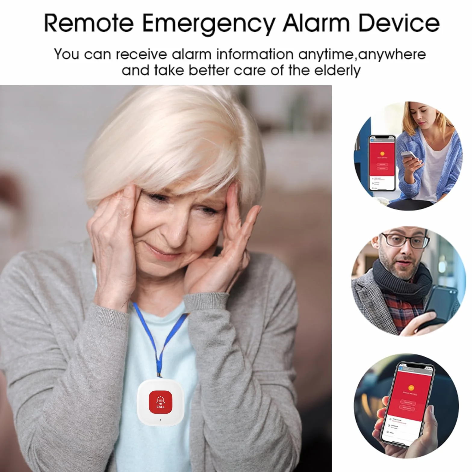 WiFi Pulsante Salvavita Anziani Sistema di Allarme di Emergenza per i Cittadini Anziani Pazienti Disabili Anziani (Supporto solo 2.4GHz Wi-Fi) (WiFi Pulsante (Non è necessario alcun ricevitore))