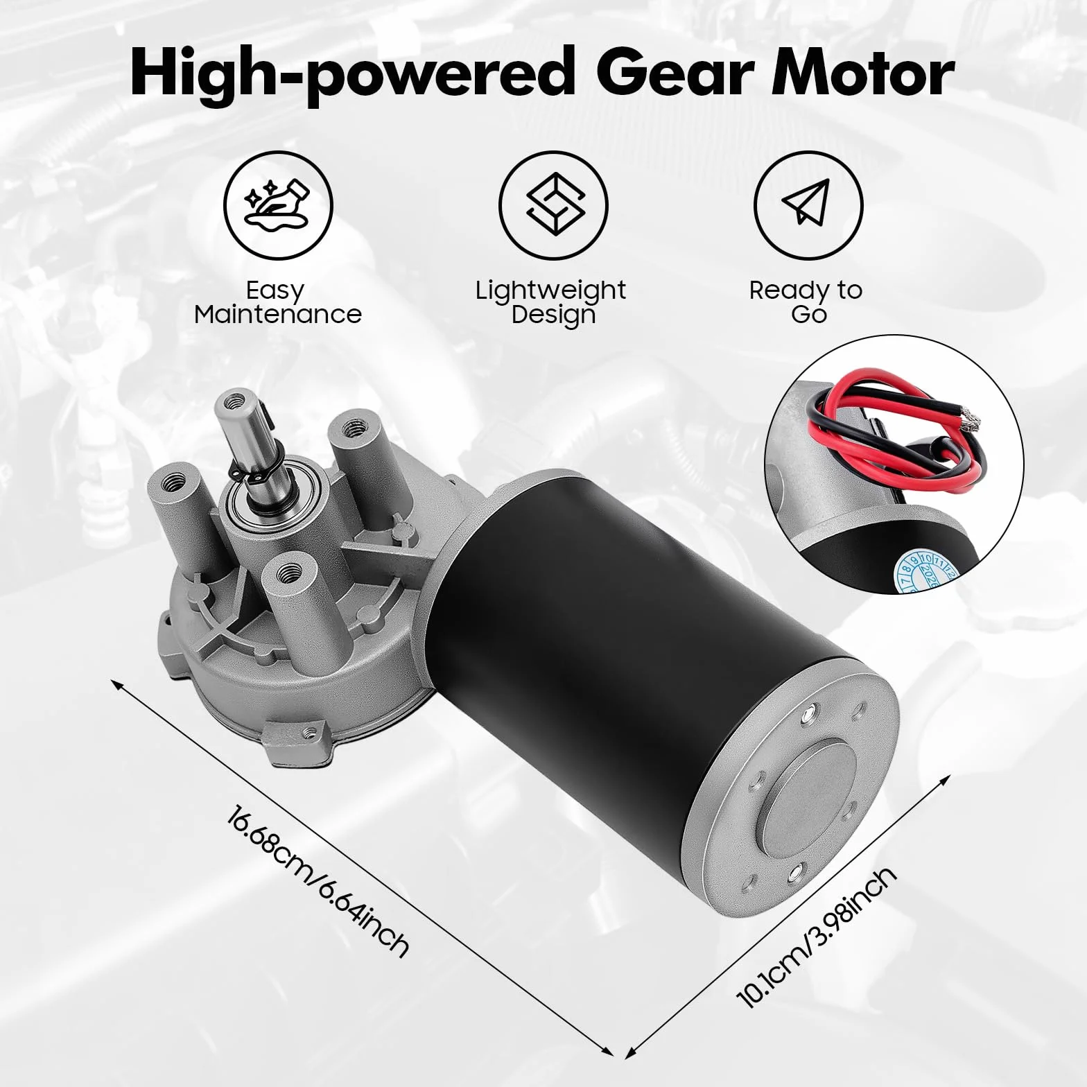 Motore DC, motoriduttore ad alta coppia e basso livello di rumorosità, velocità nominale 160±20 RPM, trasmissione fino a 3:60, 24 V