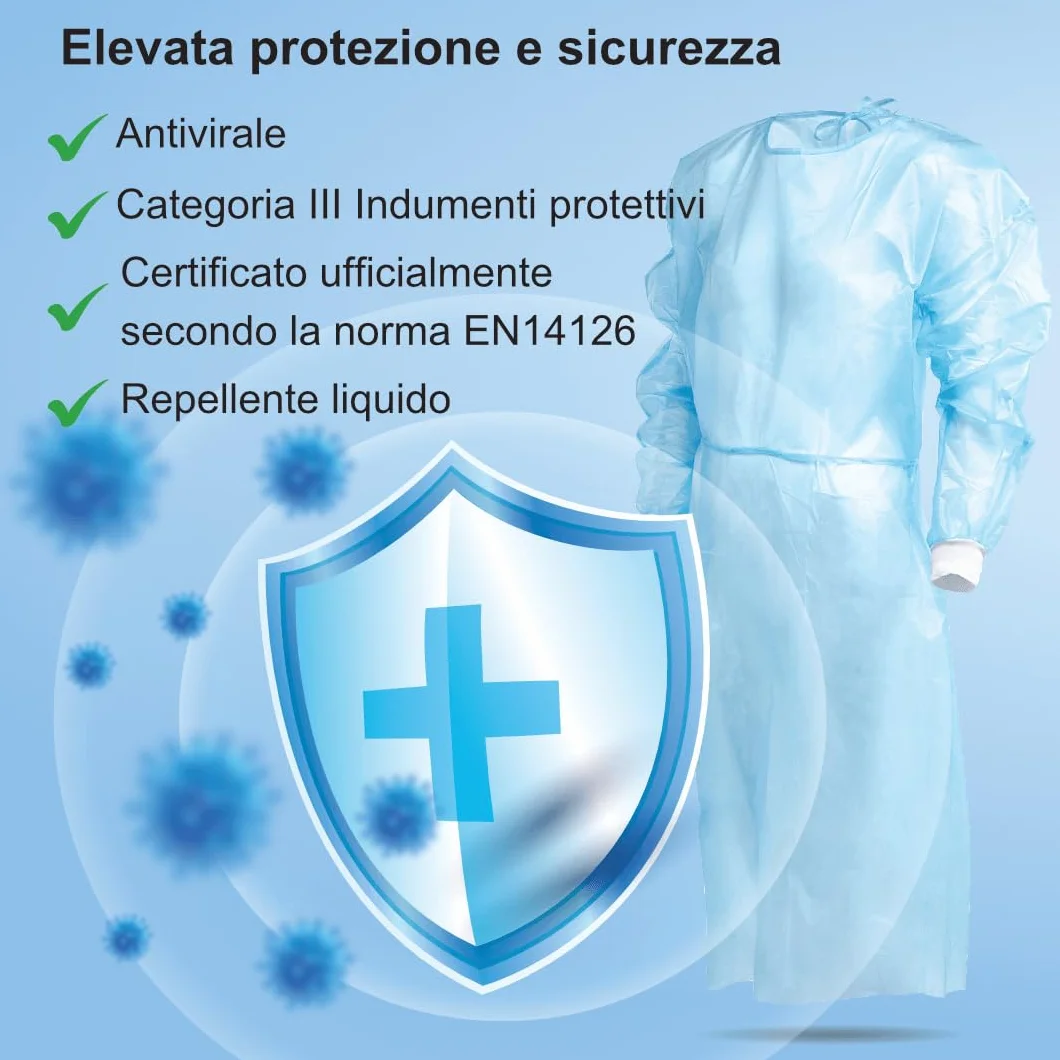 Camice Protettivo Monouso XL 10 Pezzi IEA Medical Antivirale Privo di Lattice