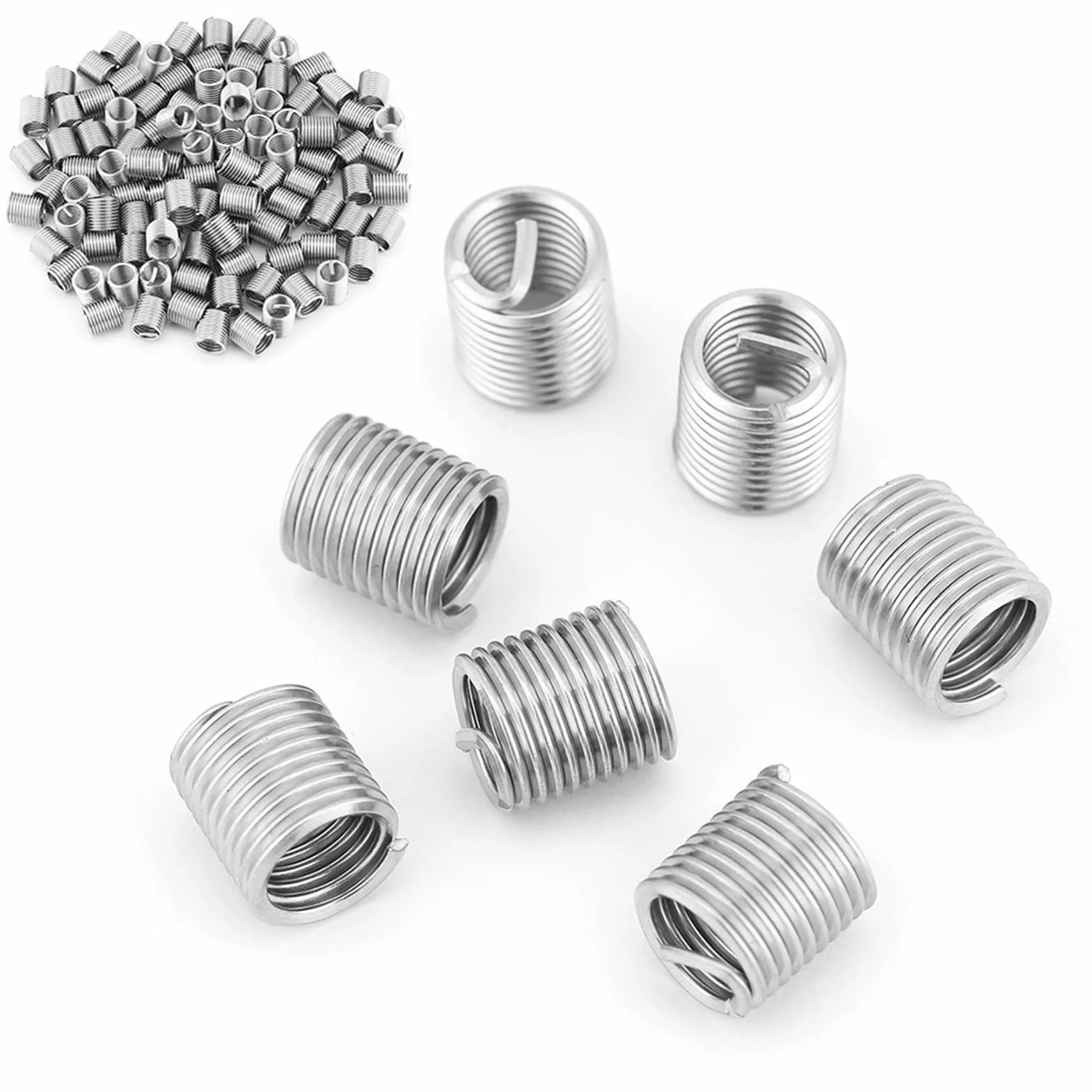 Inserti Filettati Elicoidali M8 x 1.25 Acciaio Inossidabile SS304 100 Pezzi Lunghezza 2D